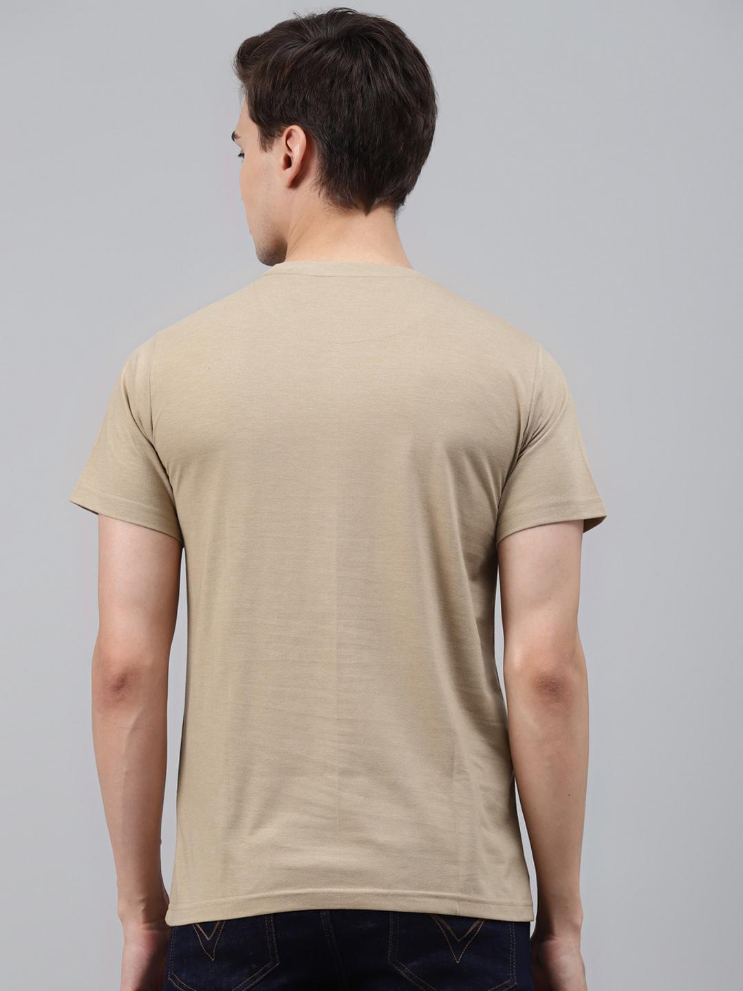PICOT Men Beige & Green Printed T-shirt