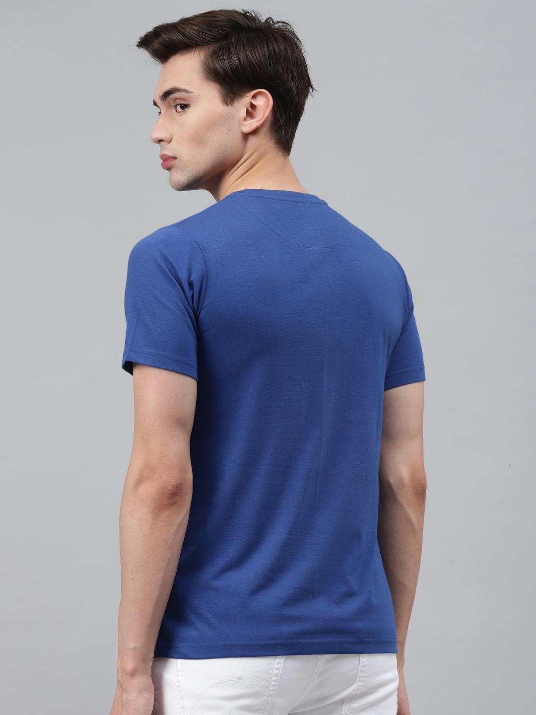 PICOT Men Blue & Black Printed T-shirt