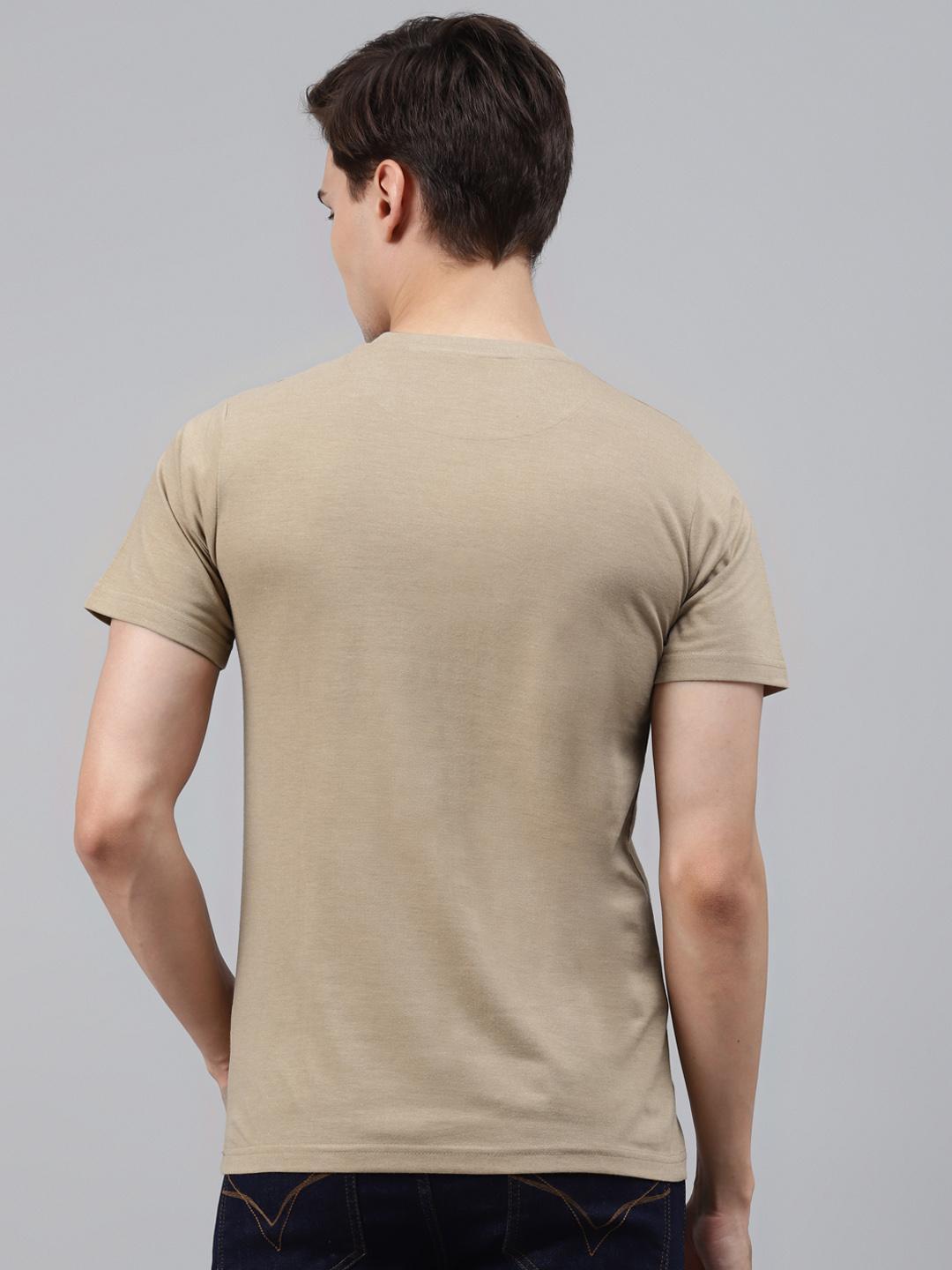 PICOT Men Beige Typography Printed T-shirt