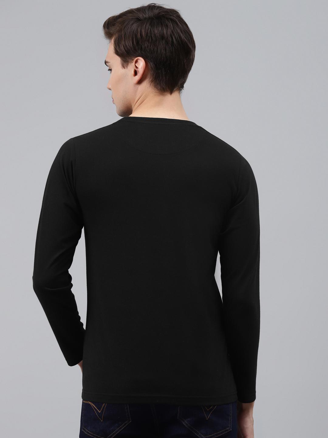 PICOT Men Black Solid T-shirt With Pocket