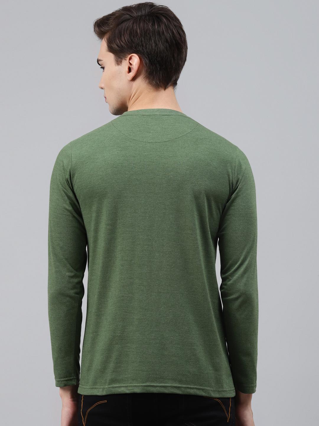 PICOT Men Green Solid T-shirt