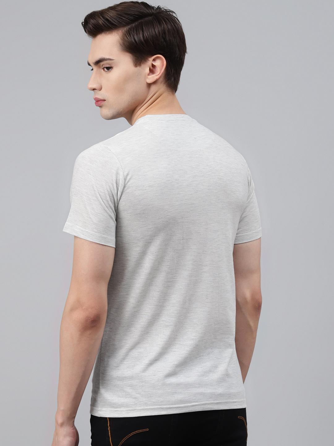 PICOT Men Grey Printed Round Neck T-shirt