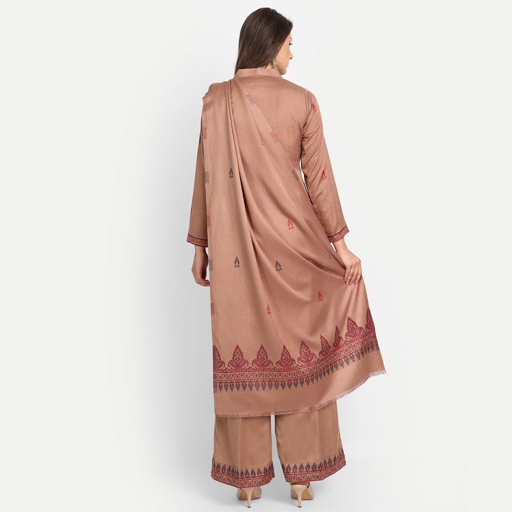 Hemkunt Fabrics Viscose Printed Unstitched Kurta & Palazzo Material (Camel)