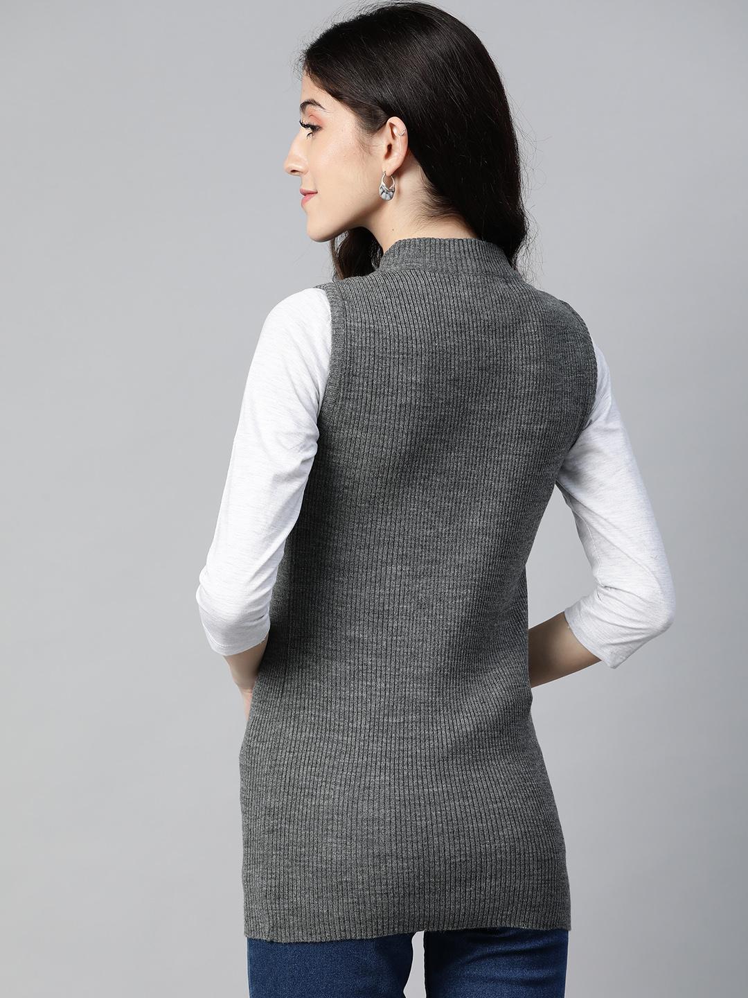 Women Medium Grey Mock Neck top