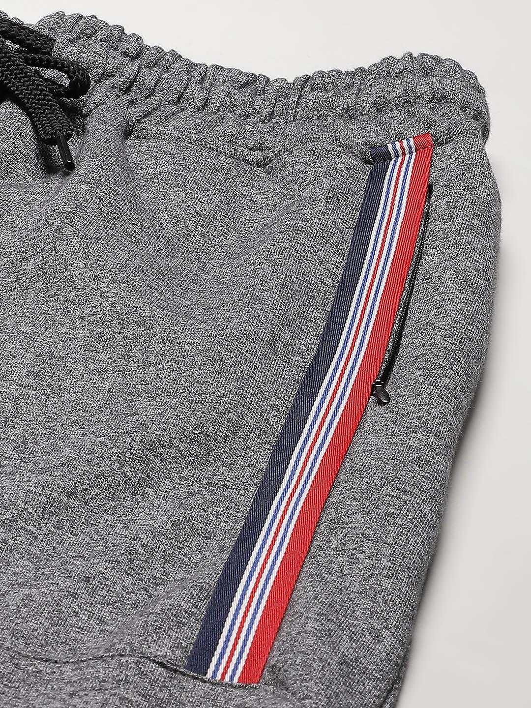Pack of  2 - Picot Men's Grey Melange & Black and Grey Melange & White Cotton Track Pants
