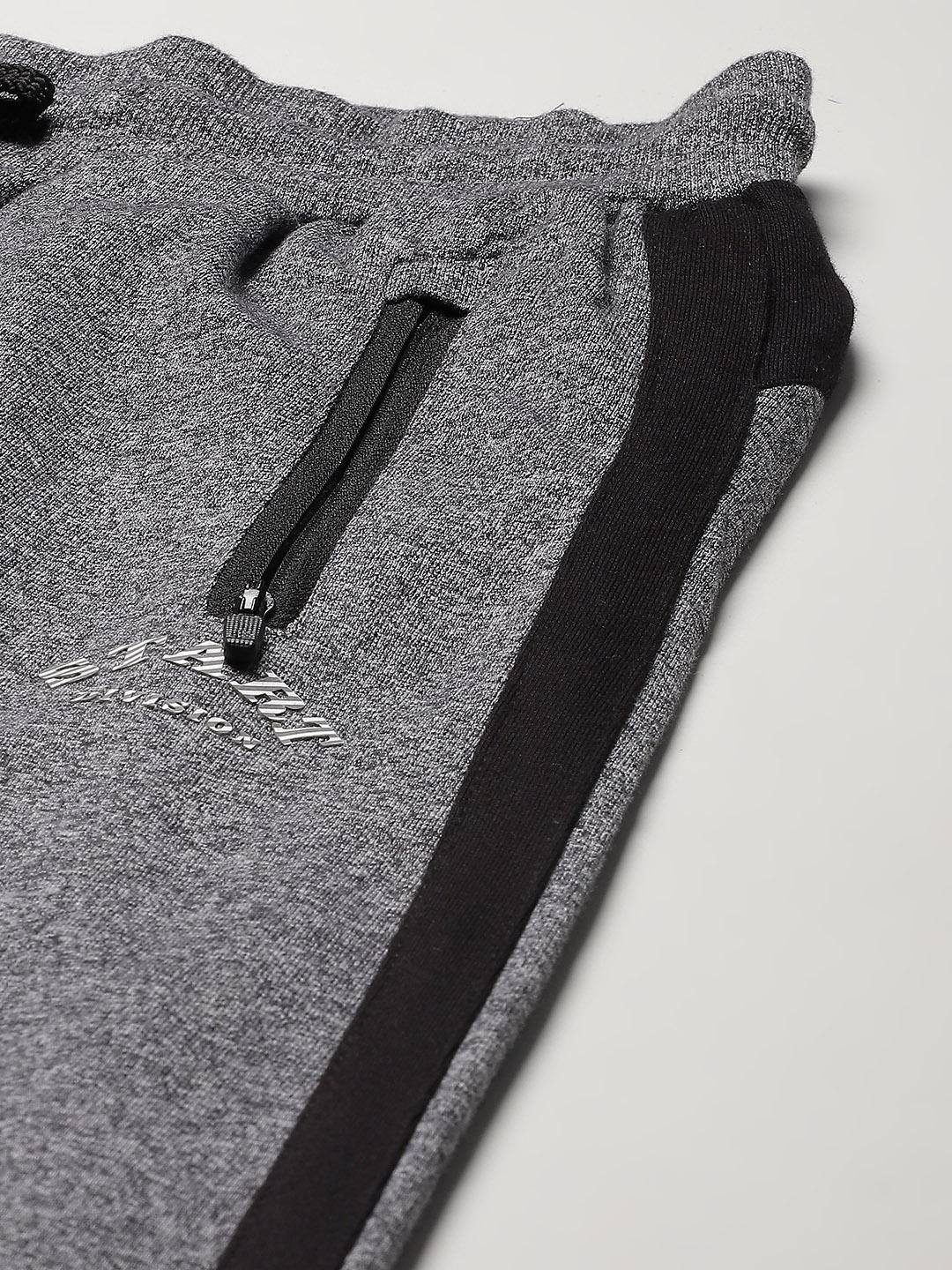 Pack of  2 - Picot Men's Grey Melange & White and Grey Melange & Black  Cotton Track Pants
