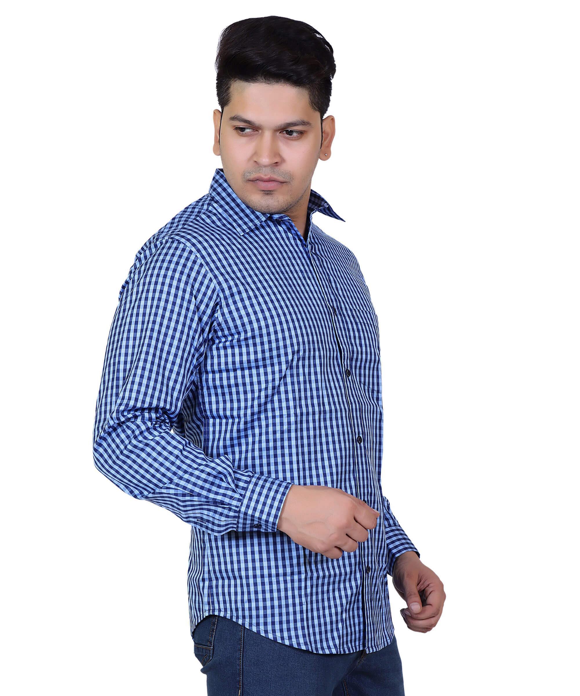Men Shirt Full Sleeve – BLUE CHECK