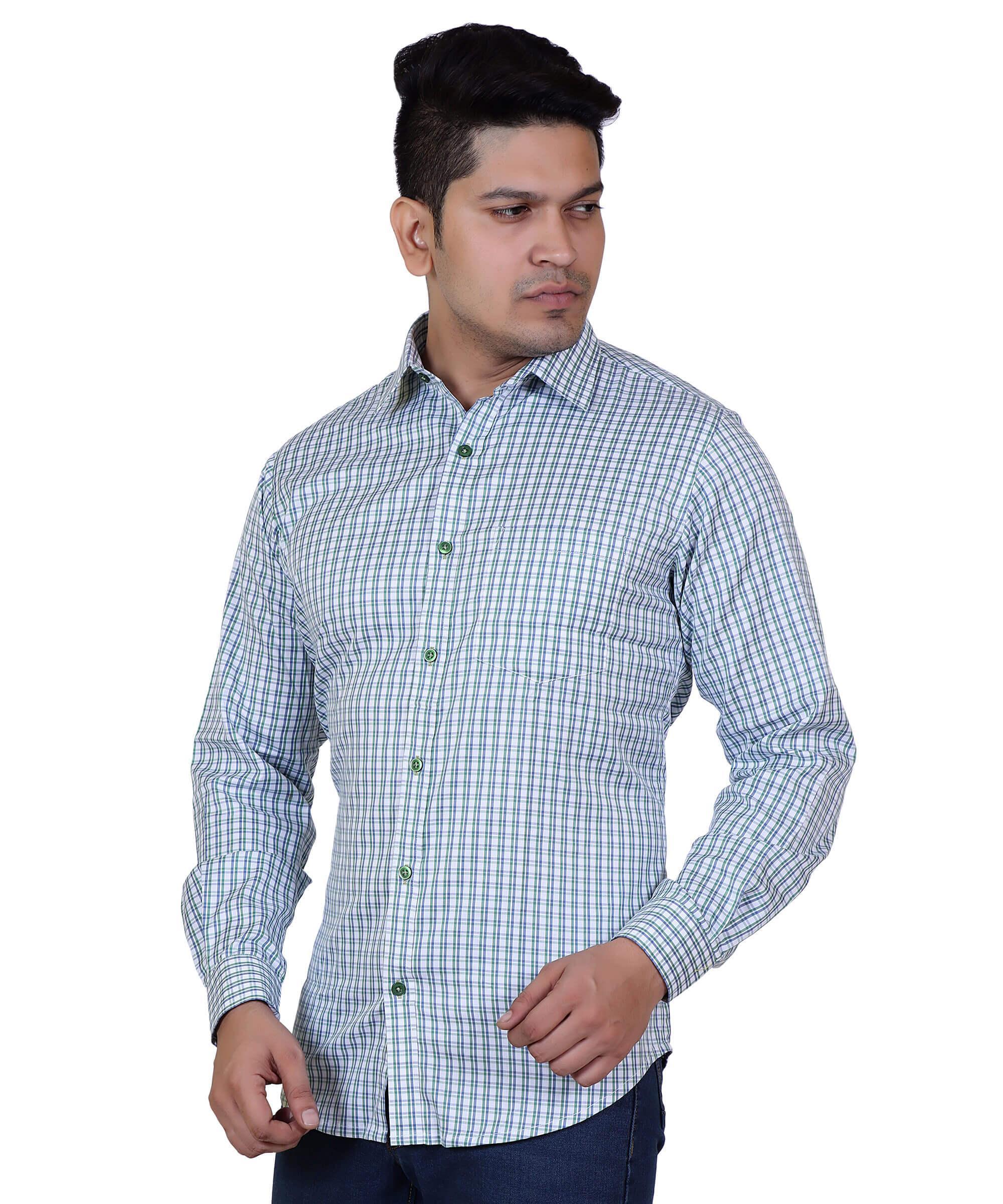 Men Shirt Full Sleeve – GREEN CHECK