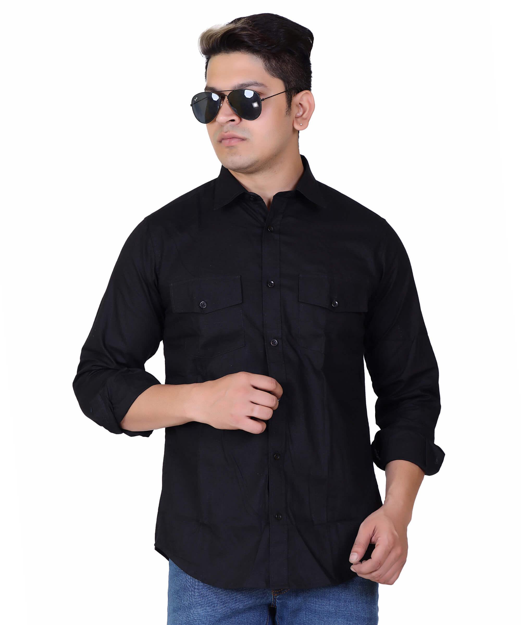 Men Shirt Full Sleeve – SOLID BLACK