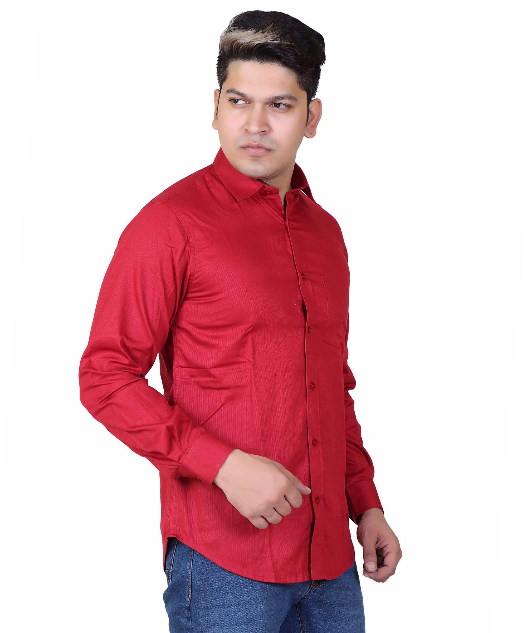 Men Shirt Full Sleeve – SOLID RED