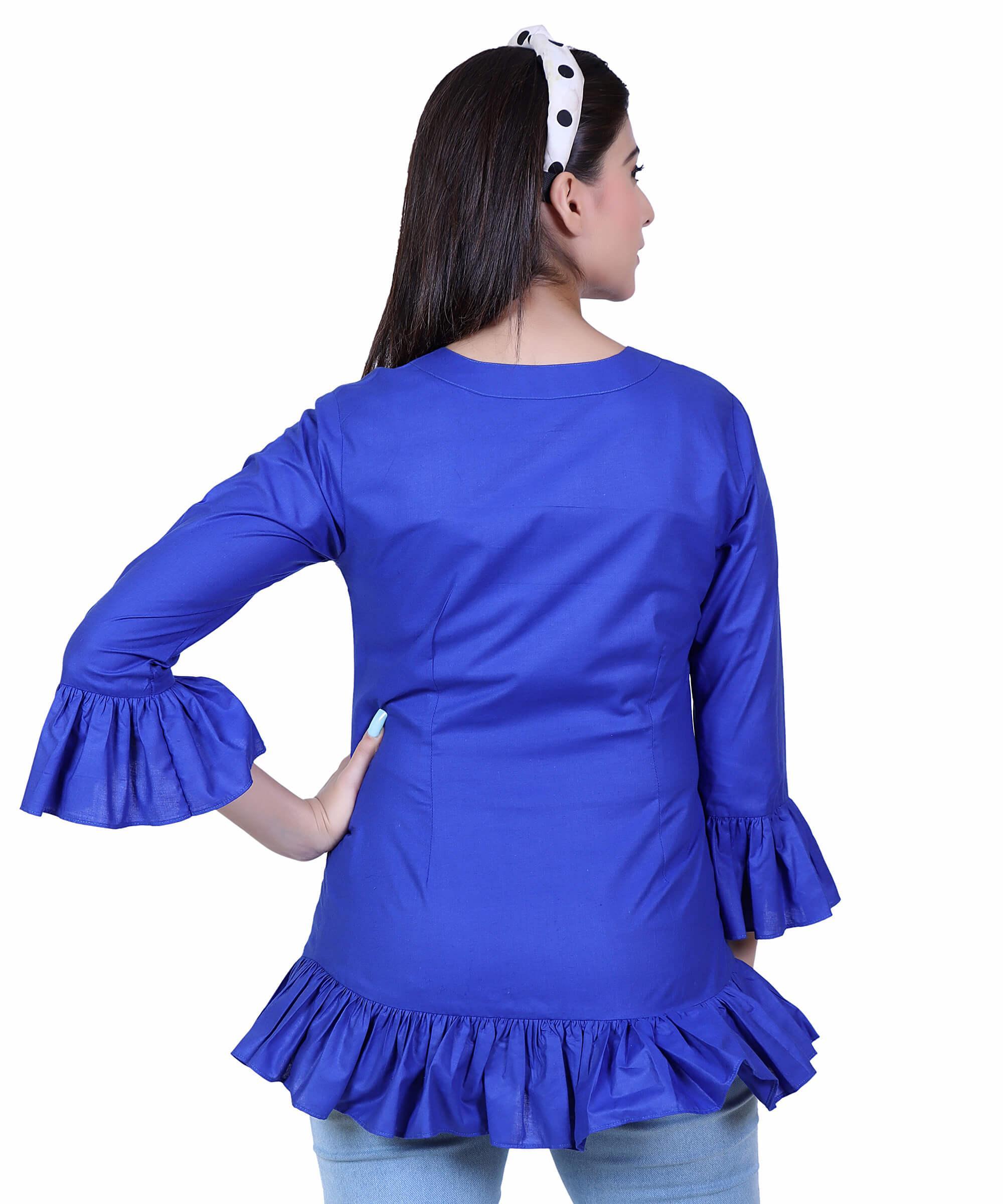 SECT-WT WOMEN TOP SOLID- BLUE