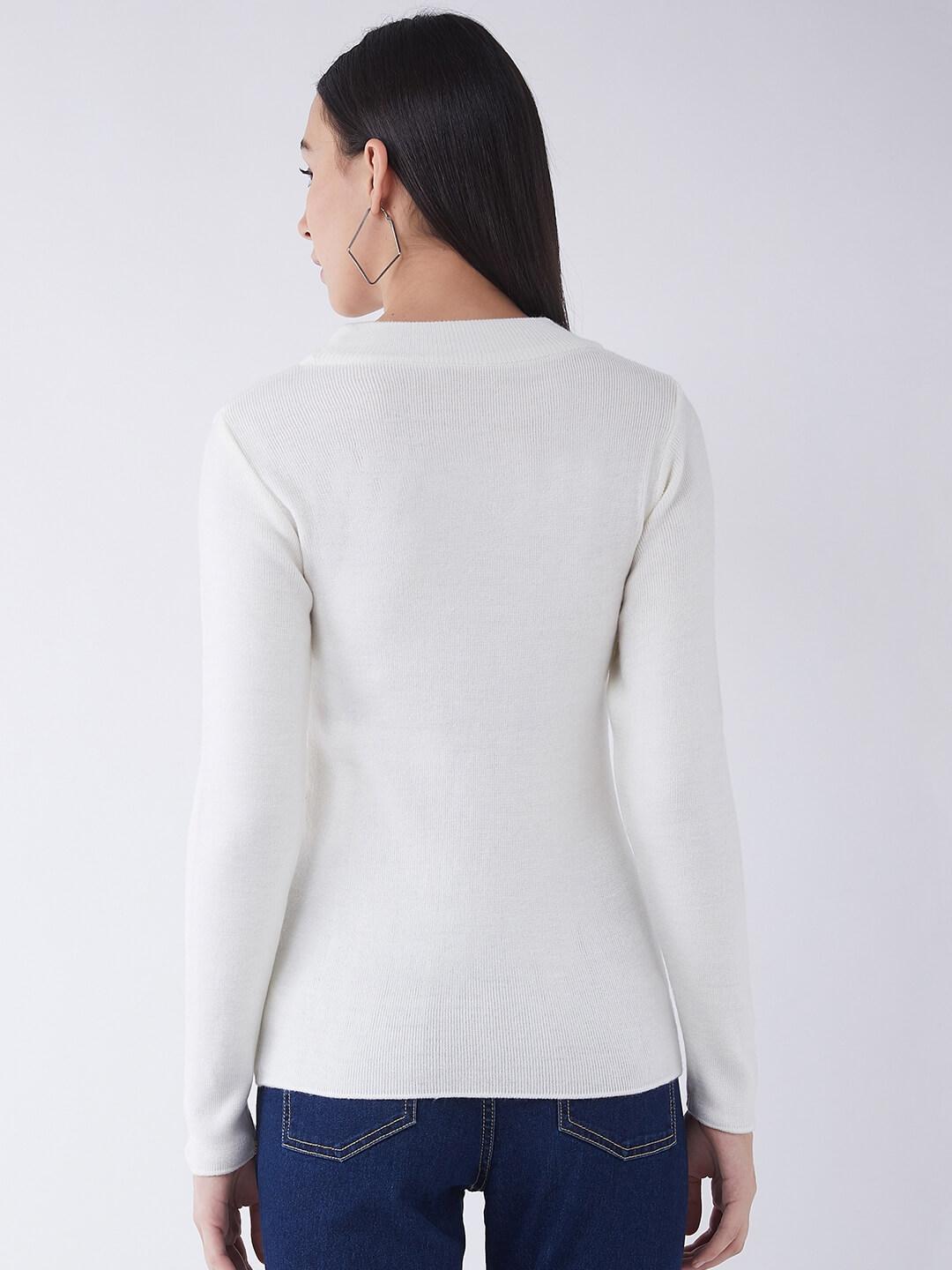 RVK Women Off White  Pullover Sweater