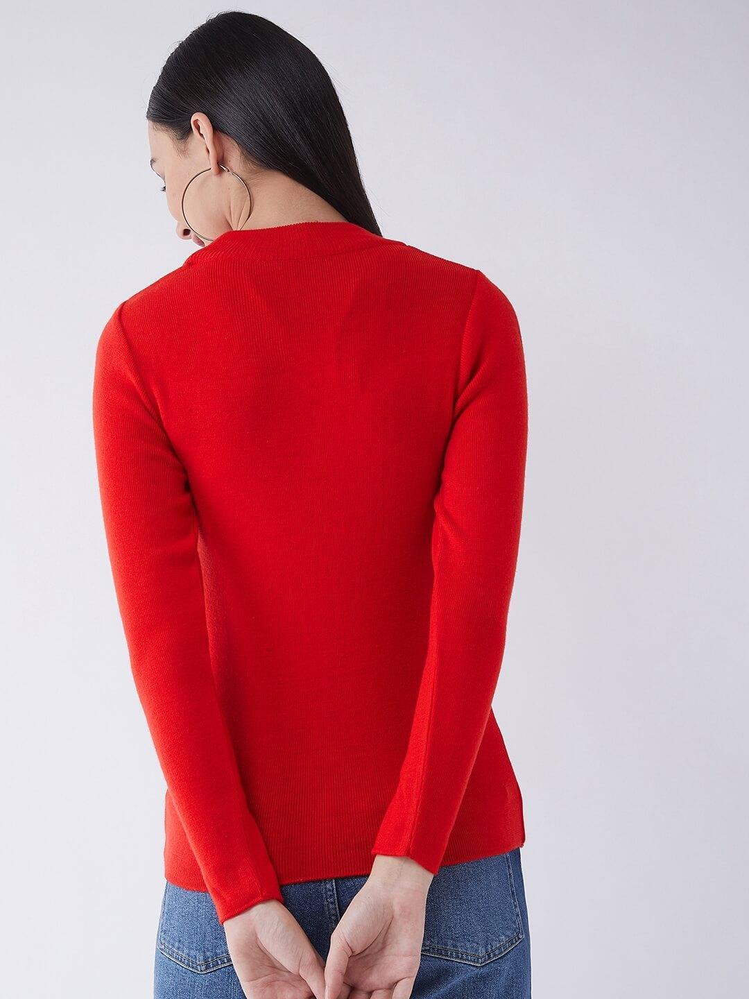 RVK Women Red Solid Sweater