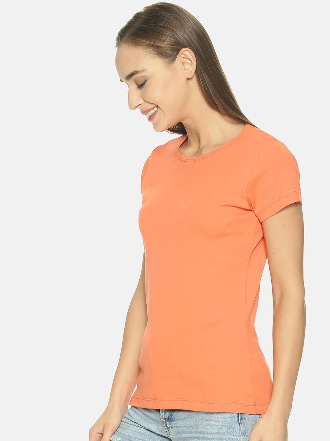 Women Round Neck T-shirt (Orange)