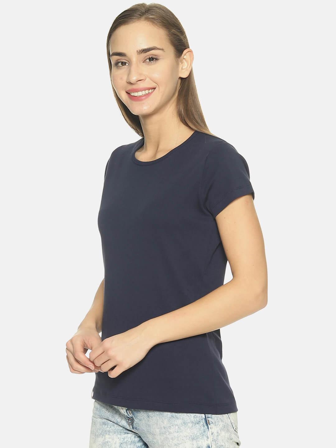 Women’s Navy Round Neck T-shirt