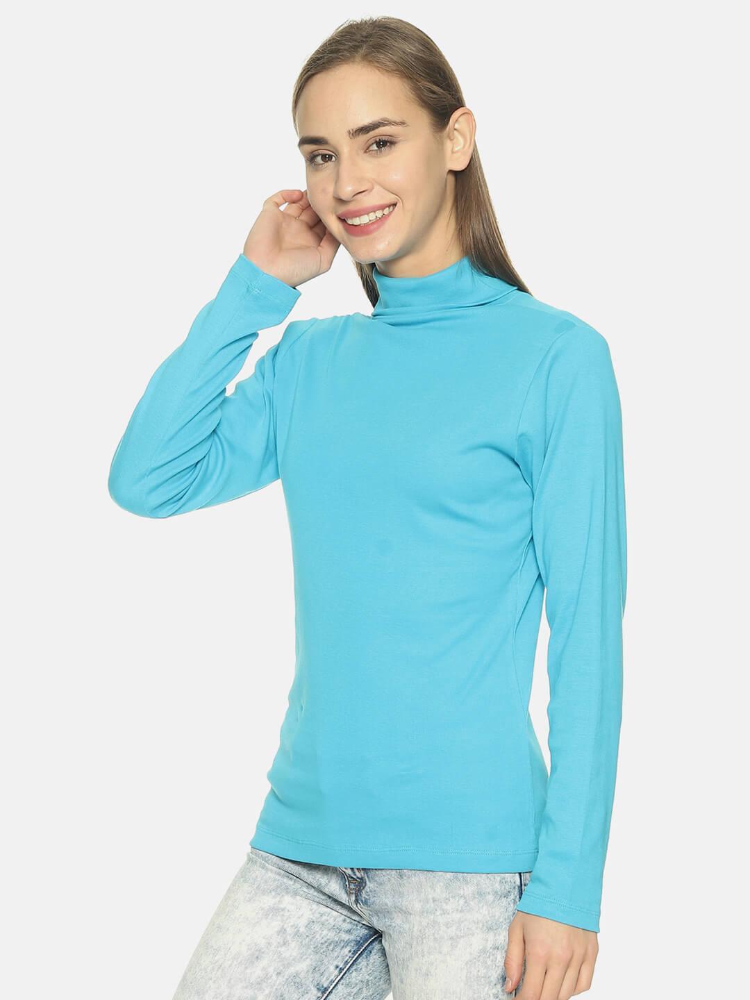 Women’s Blue Turtle Neck Top