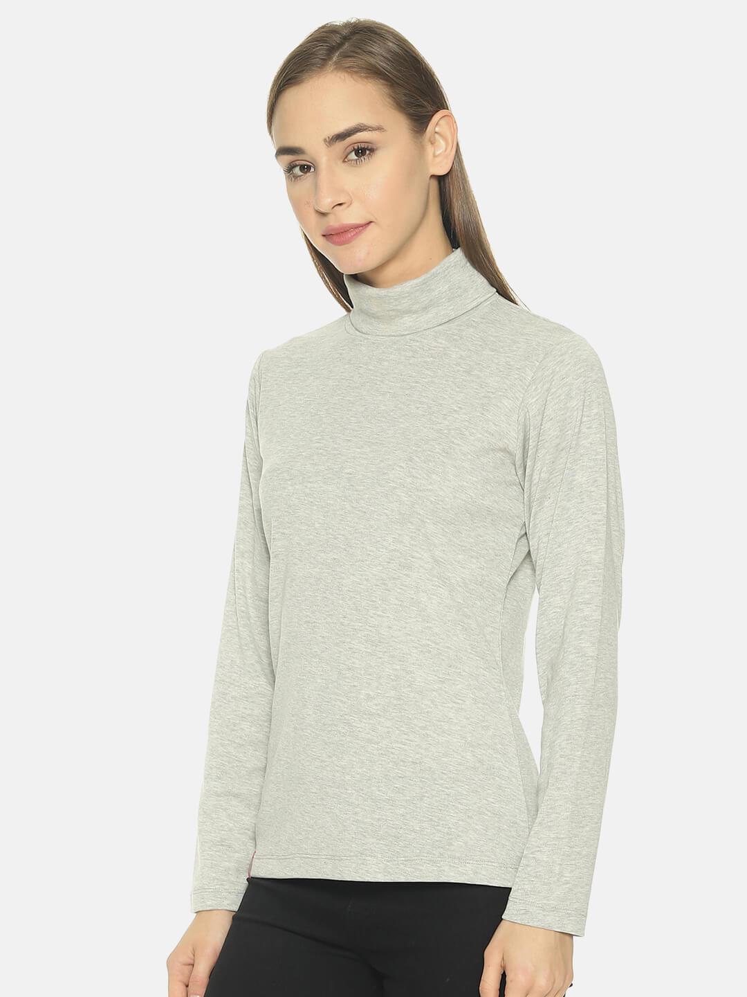 Women’s Grey Melange Turtle Neck Top