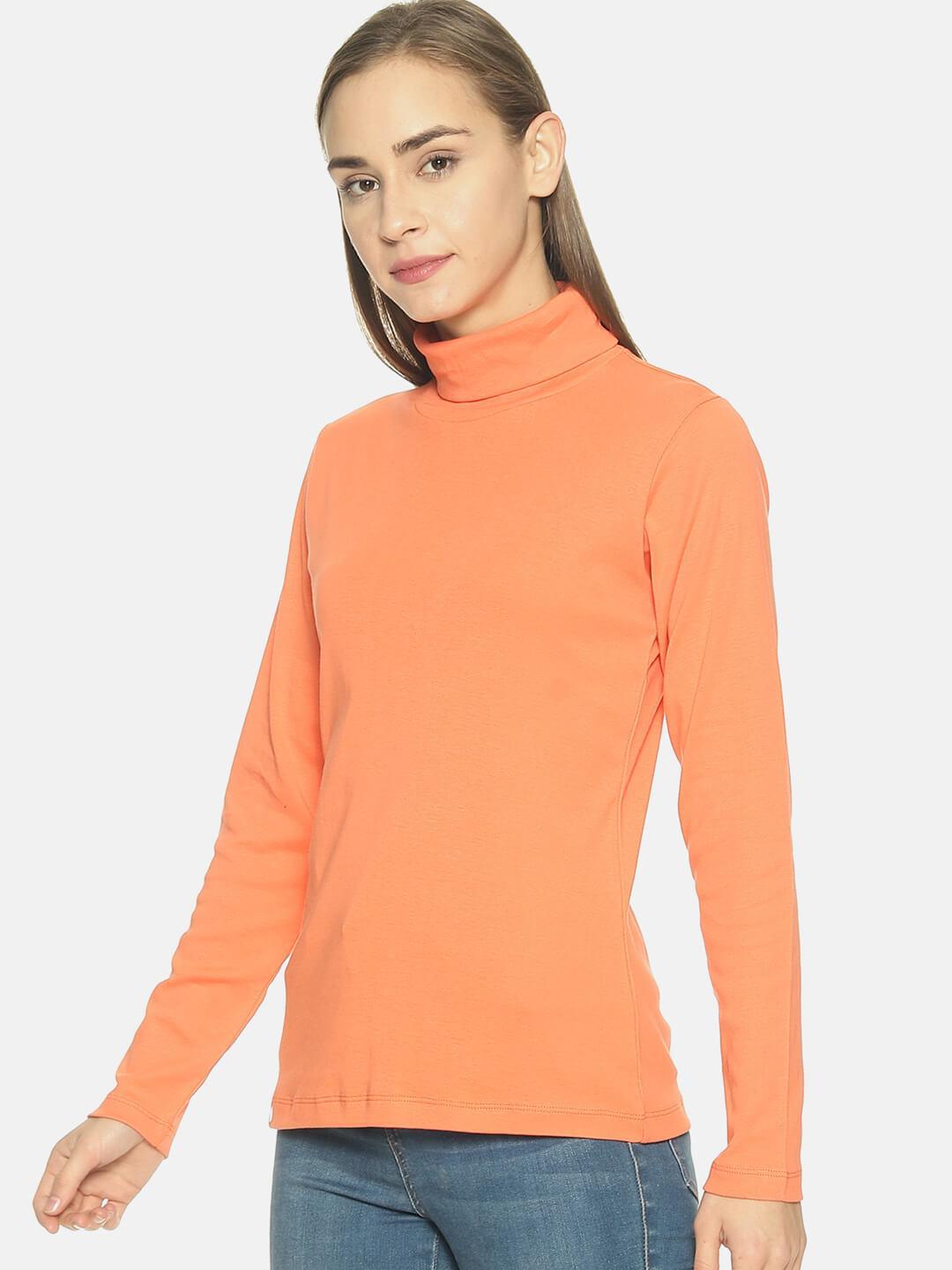 Women’s Orange Turtle Neck Top