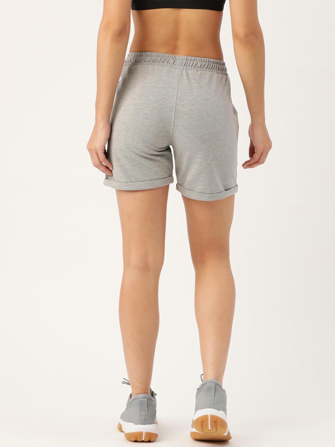 Women Grey Melange Mid-Rise Outdoor Sports Shorts