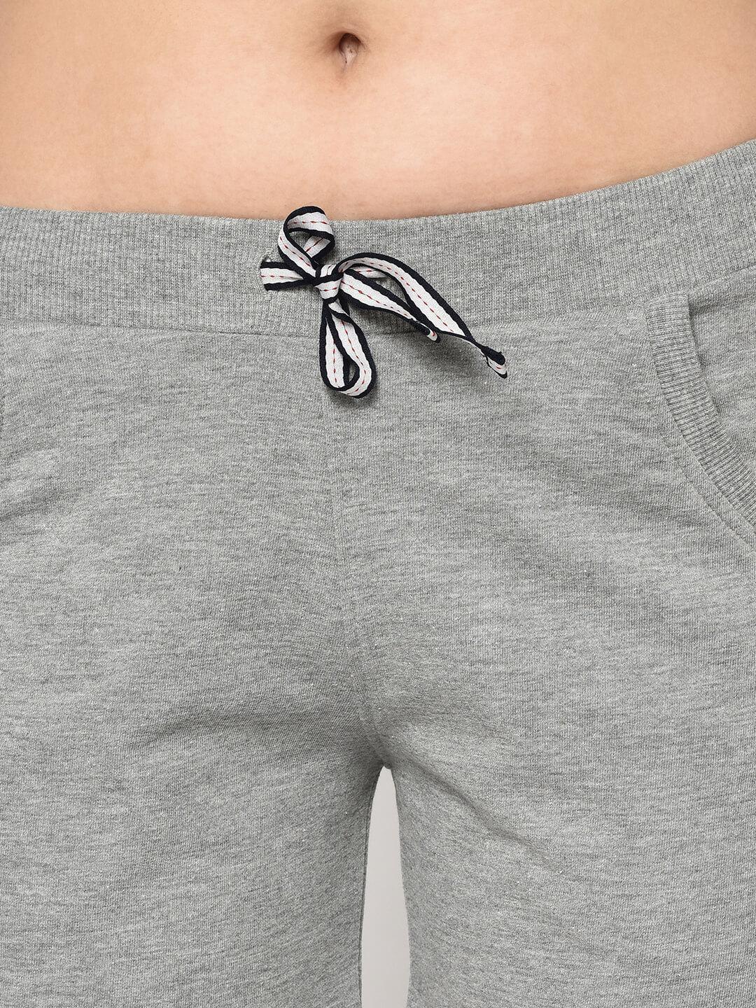 Women Grey Mid-Rise Cotton Regular Shorts