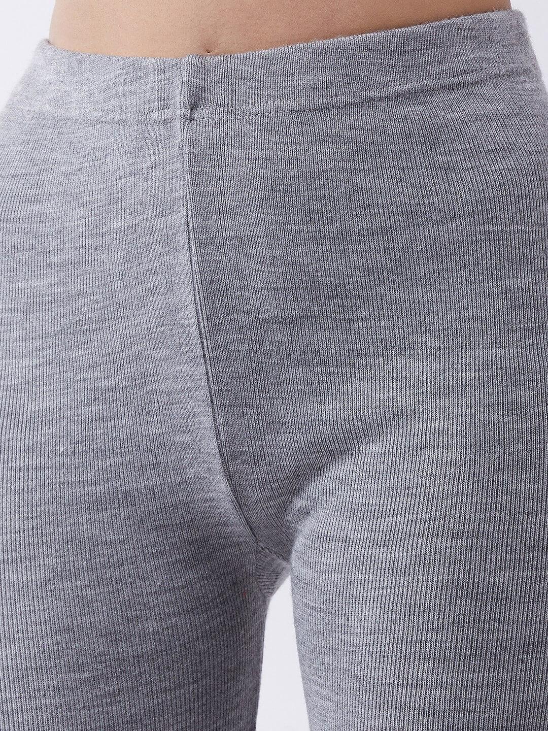 Women Grey solid slim fit woolen leggings