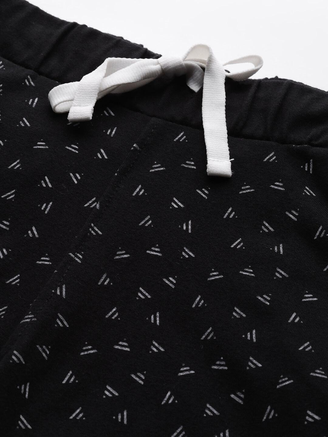 Women Black and White printed Track Pants