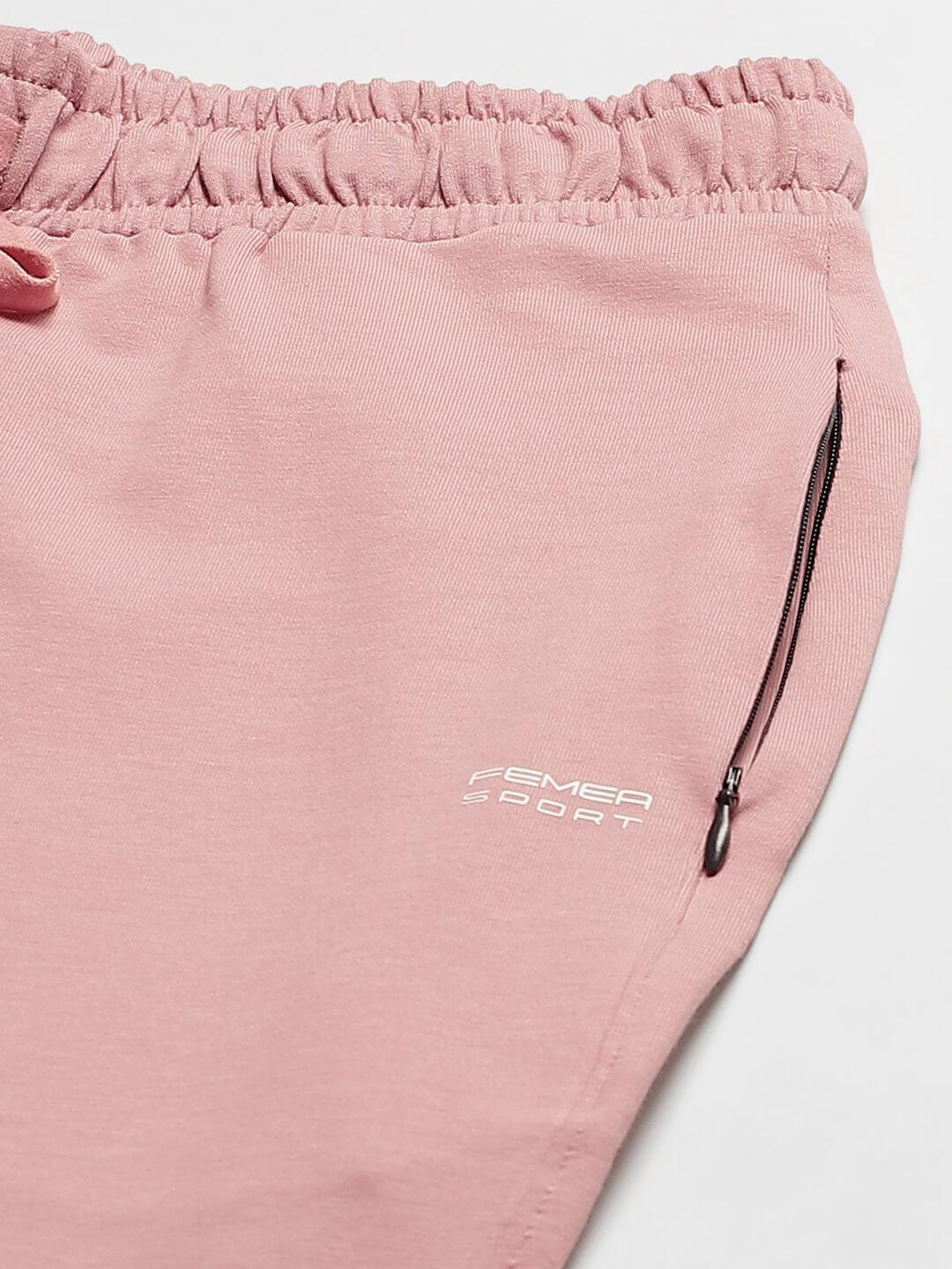 Women Dusty pink Solid Boot cut Fit Track Pants