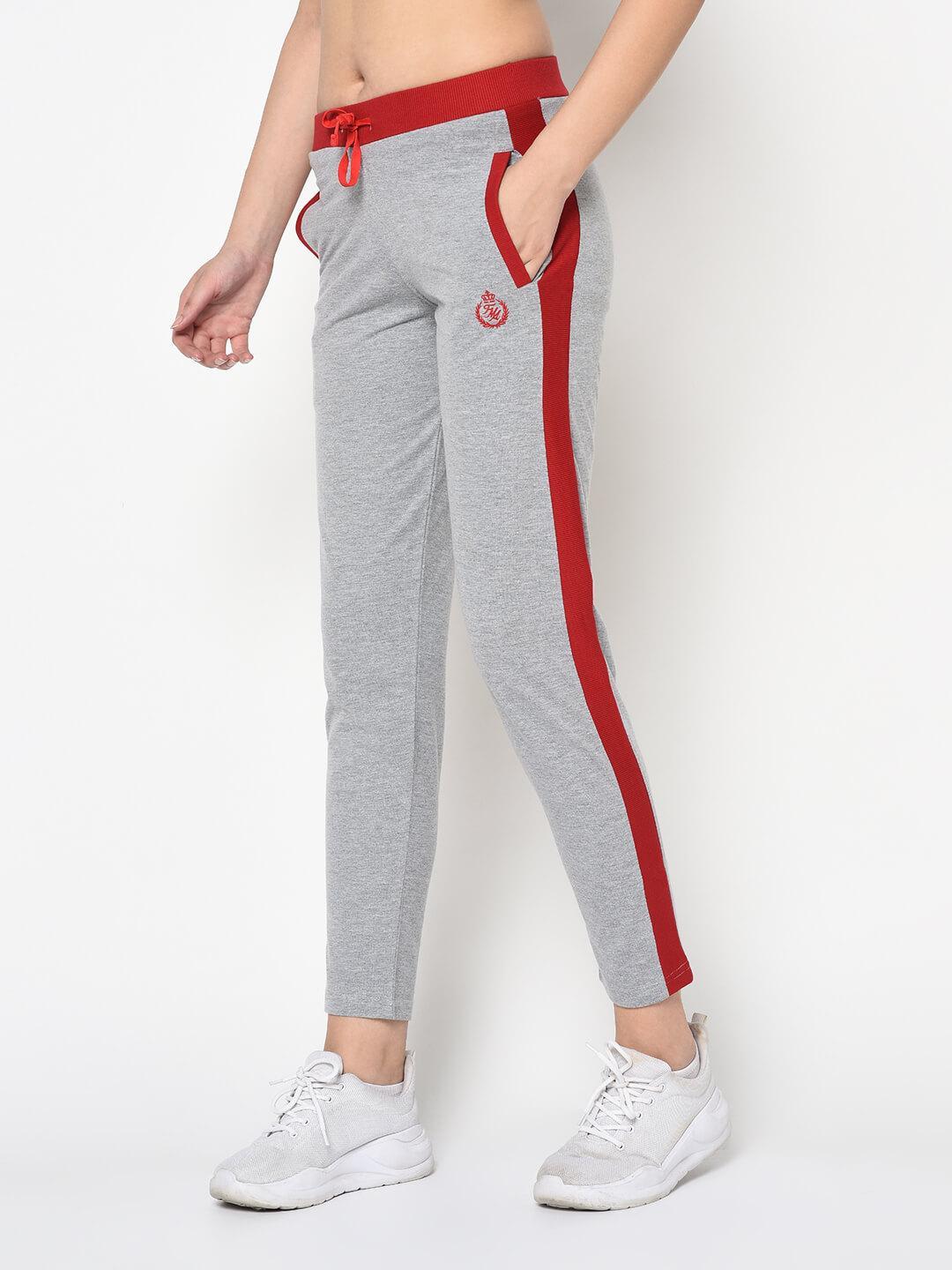 Women Grey Melange Solid Slim-Fit Track Pants