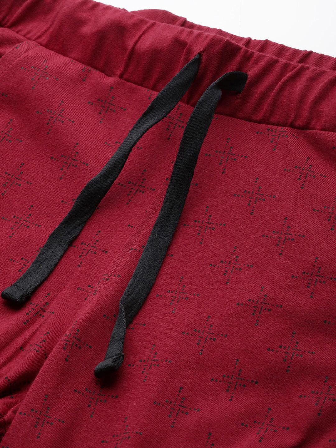 Women Maroon and Navy printed Track Pants
