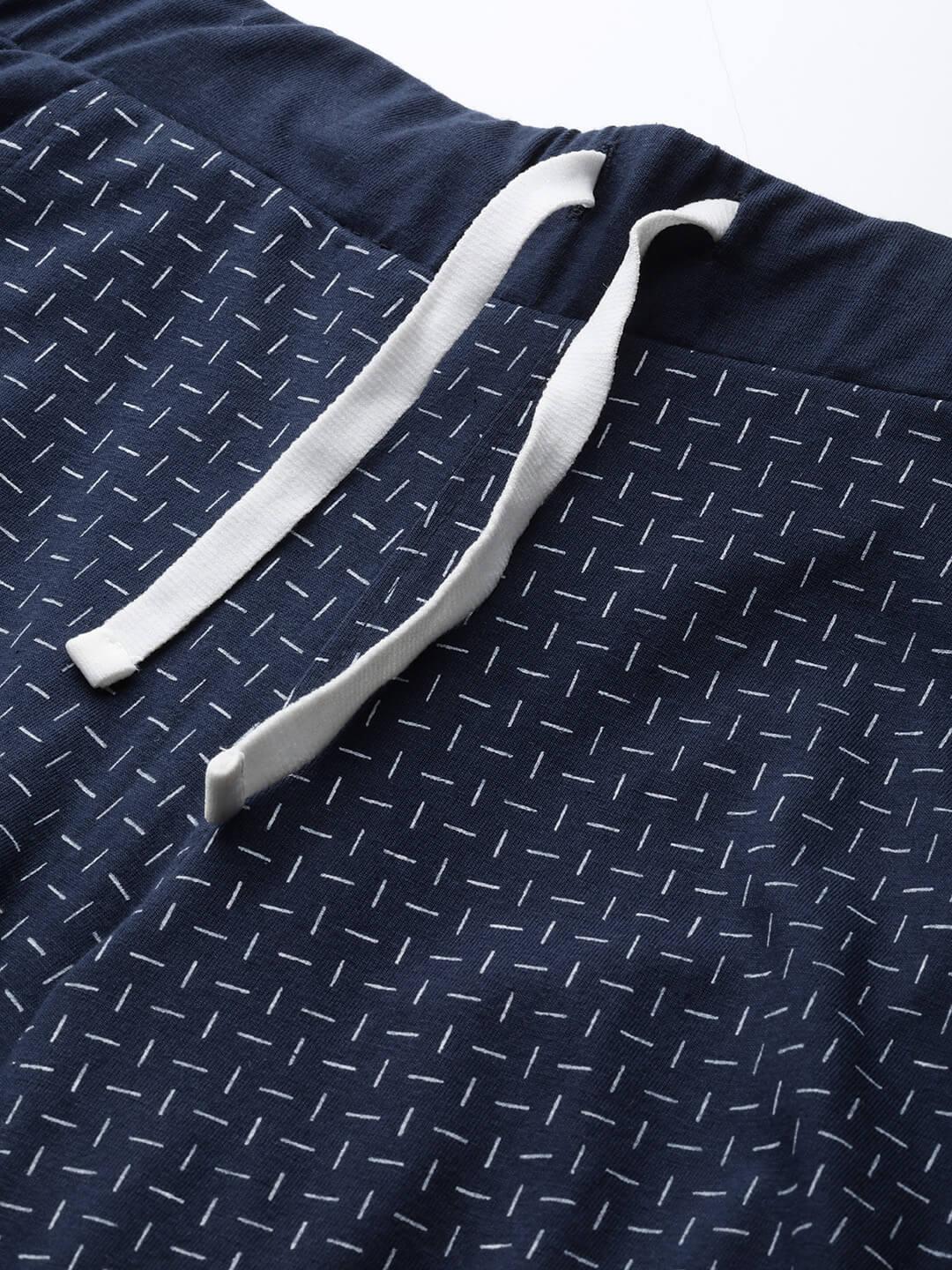 Women Navy and White printed Track Pants