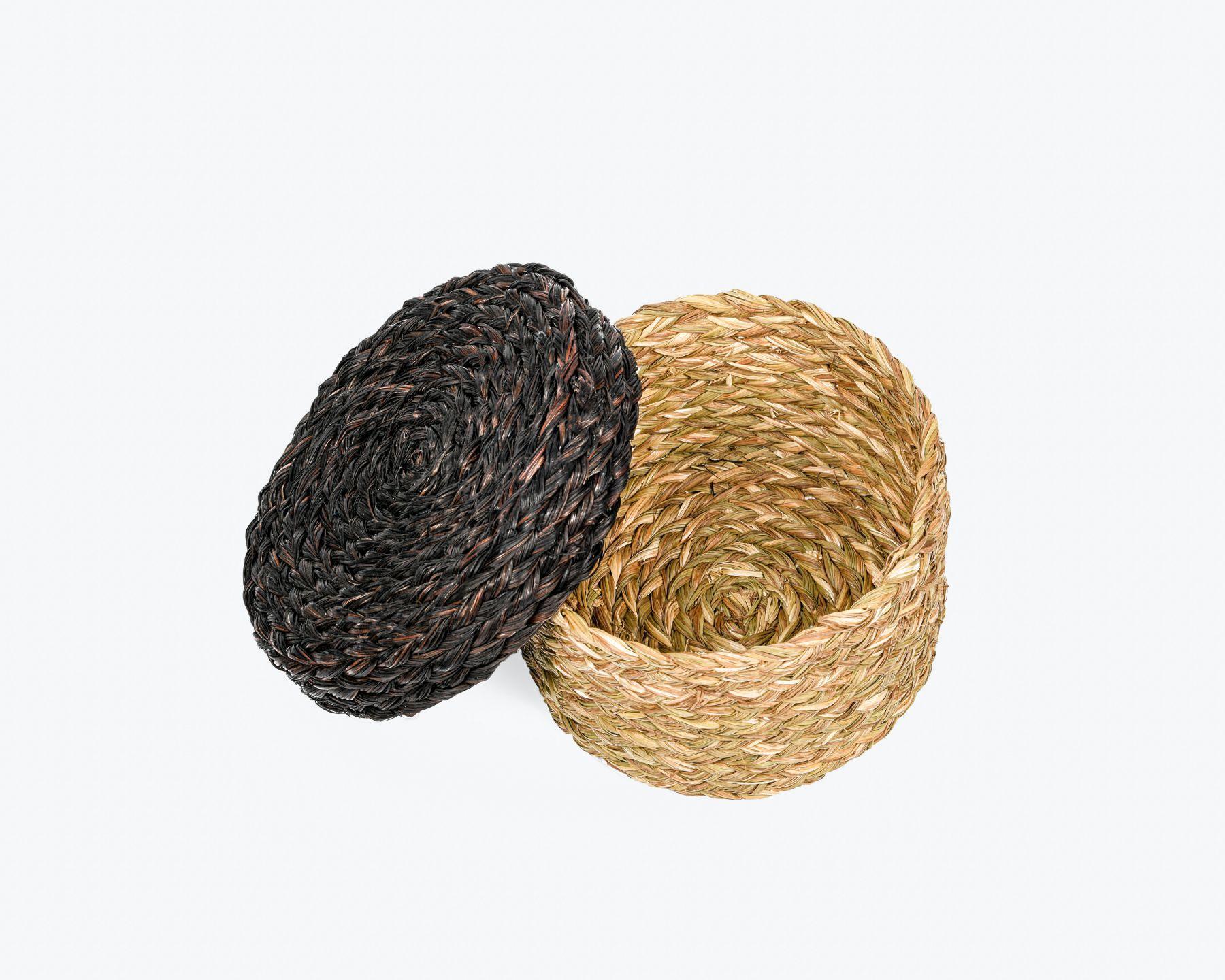 Handmade Braided Sabaii Grass Storage Box (set of 3) with lid