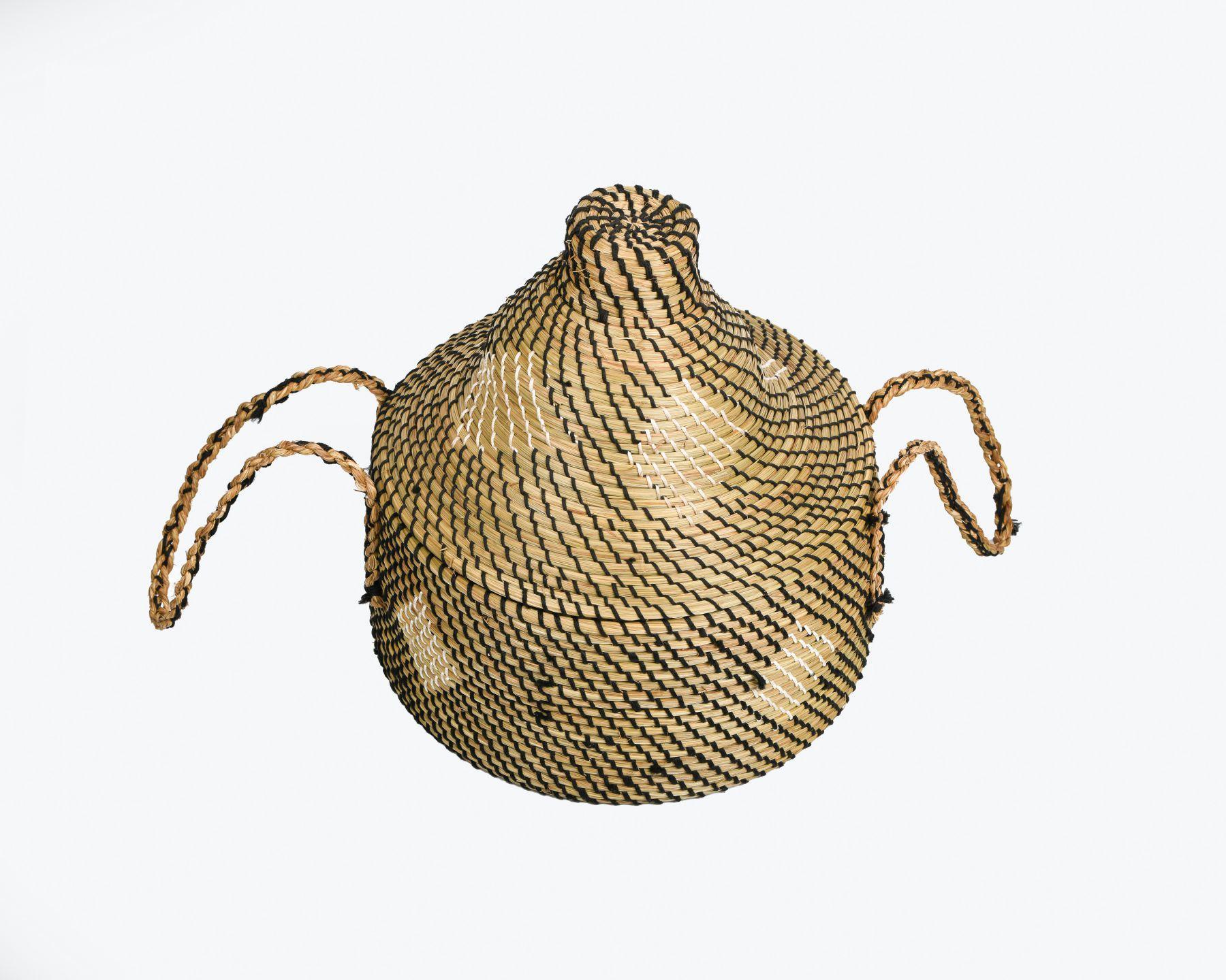 Handmade Braided Sabaii Grass Punjabi Casserole with handles and lid