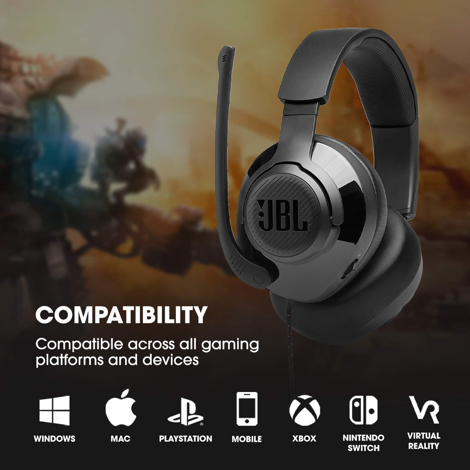 JBL Quantum Wired Over Ear Headphones with Mic (Black)