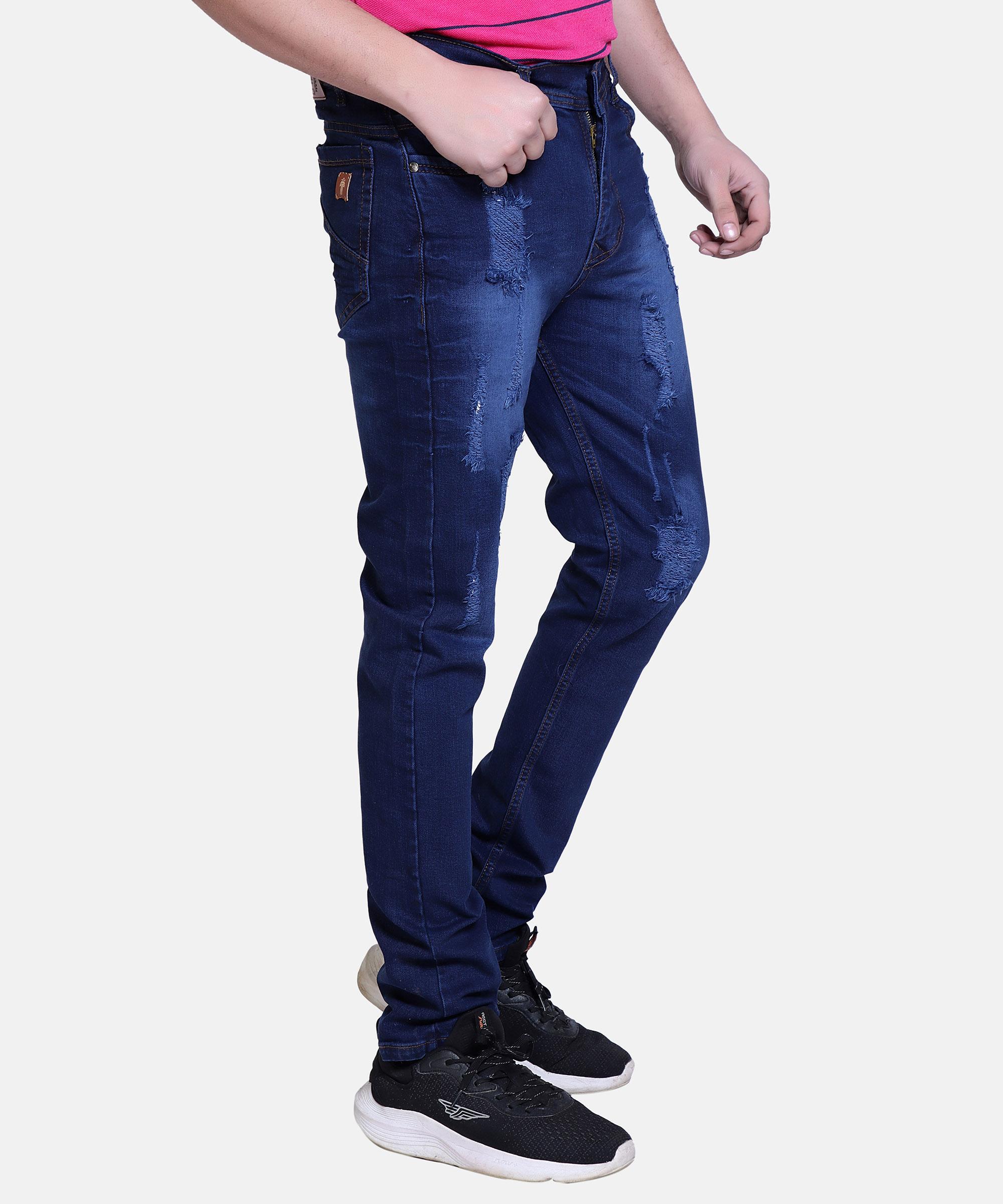 Men Regular Simple Jeans Hard Wash-Blue
