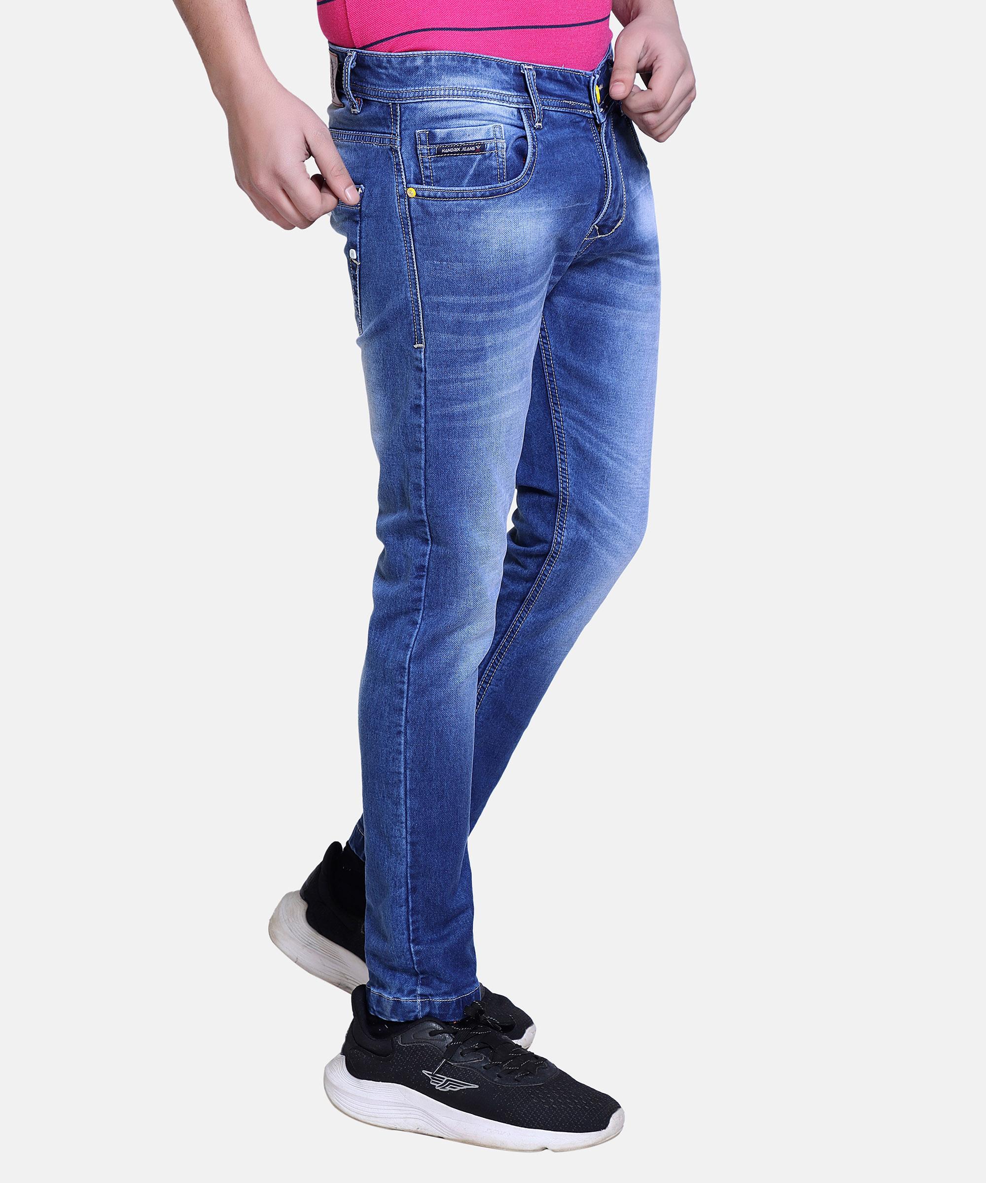 Men Regular Simple Jeans-Hard Wash-Light Blue