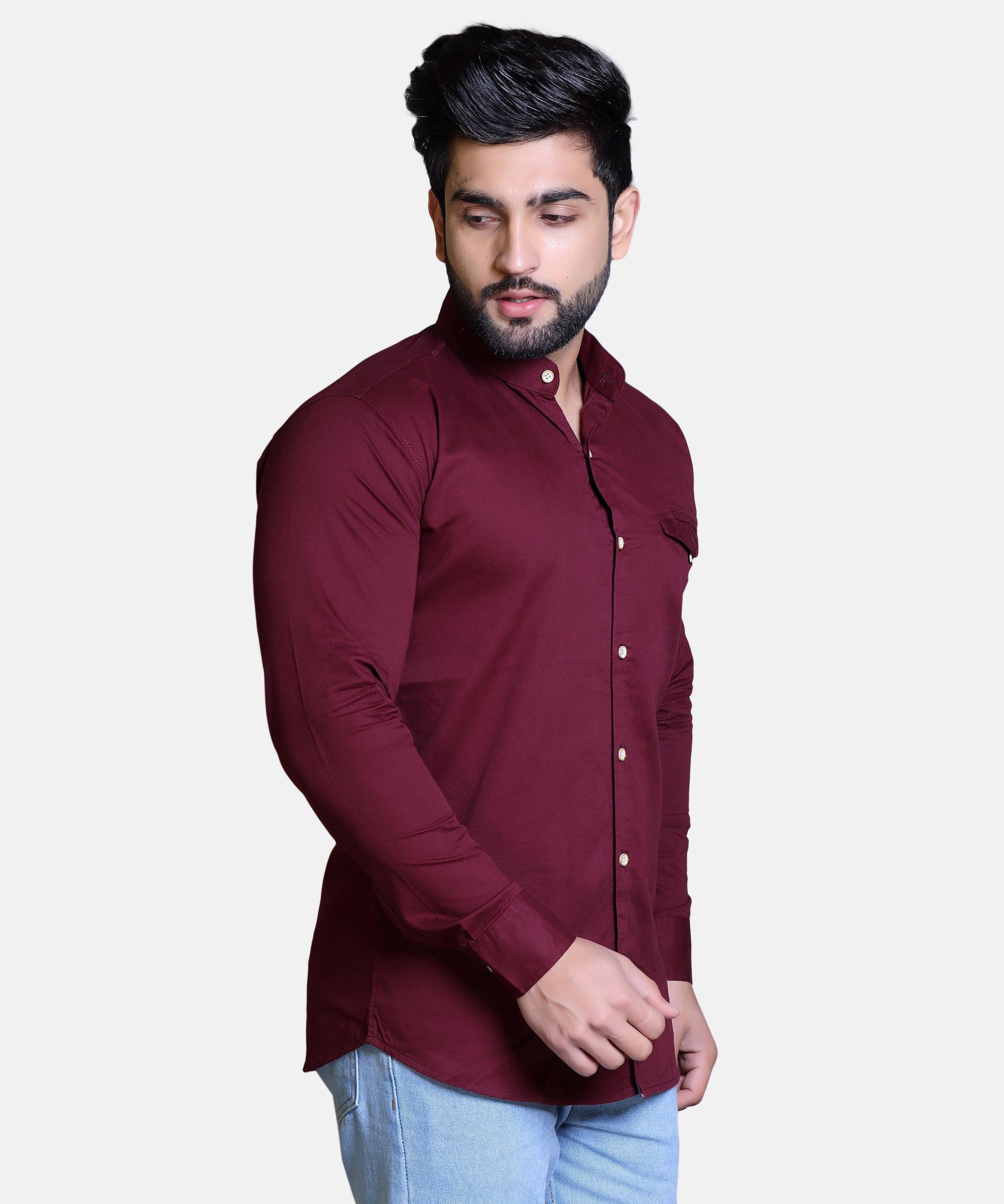 Men Shirt Full Sleeve – Dark MAROON