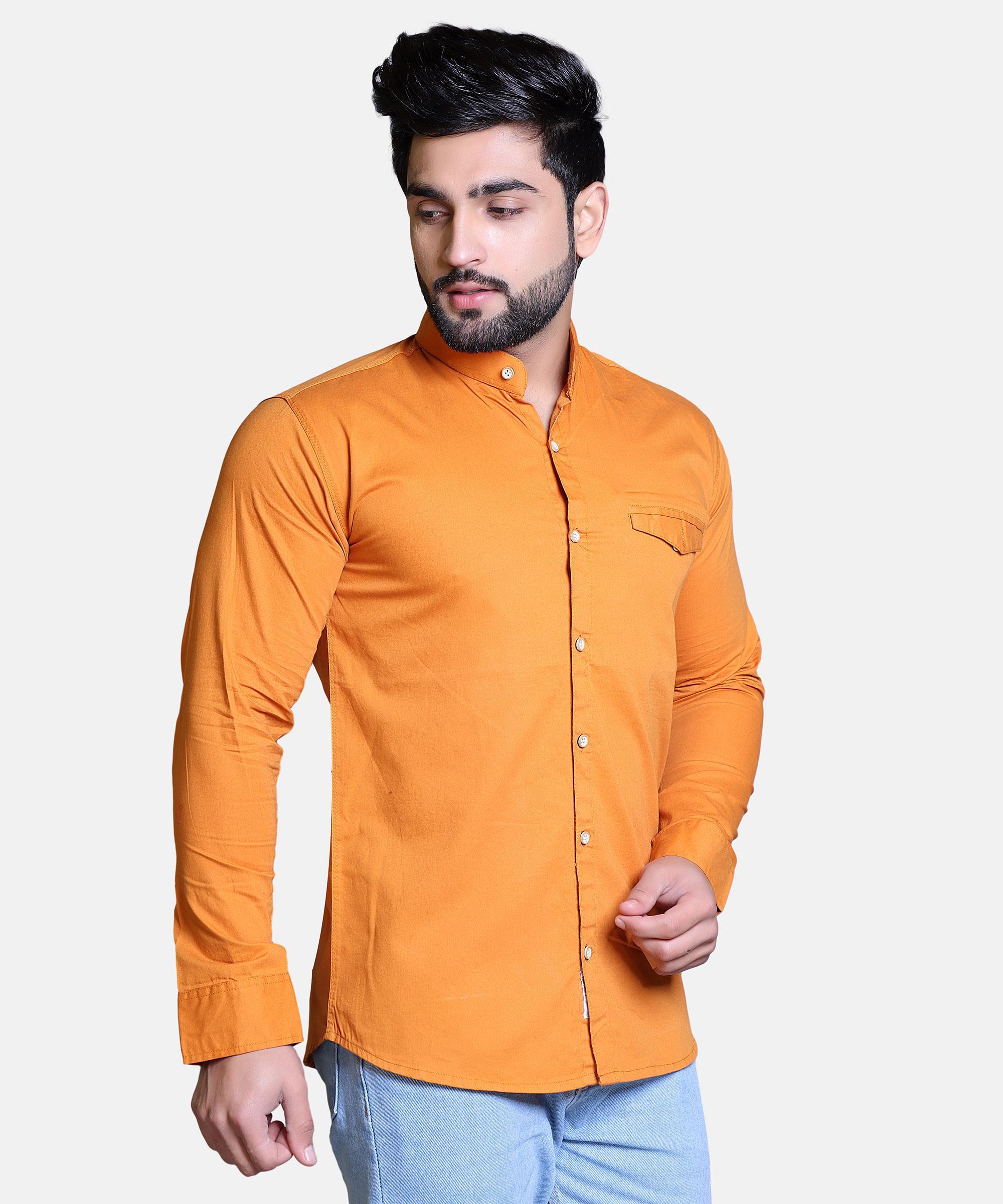 Men Shirt Full Sleeve – MUSTARD ORANGE