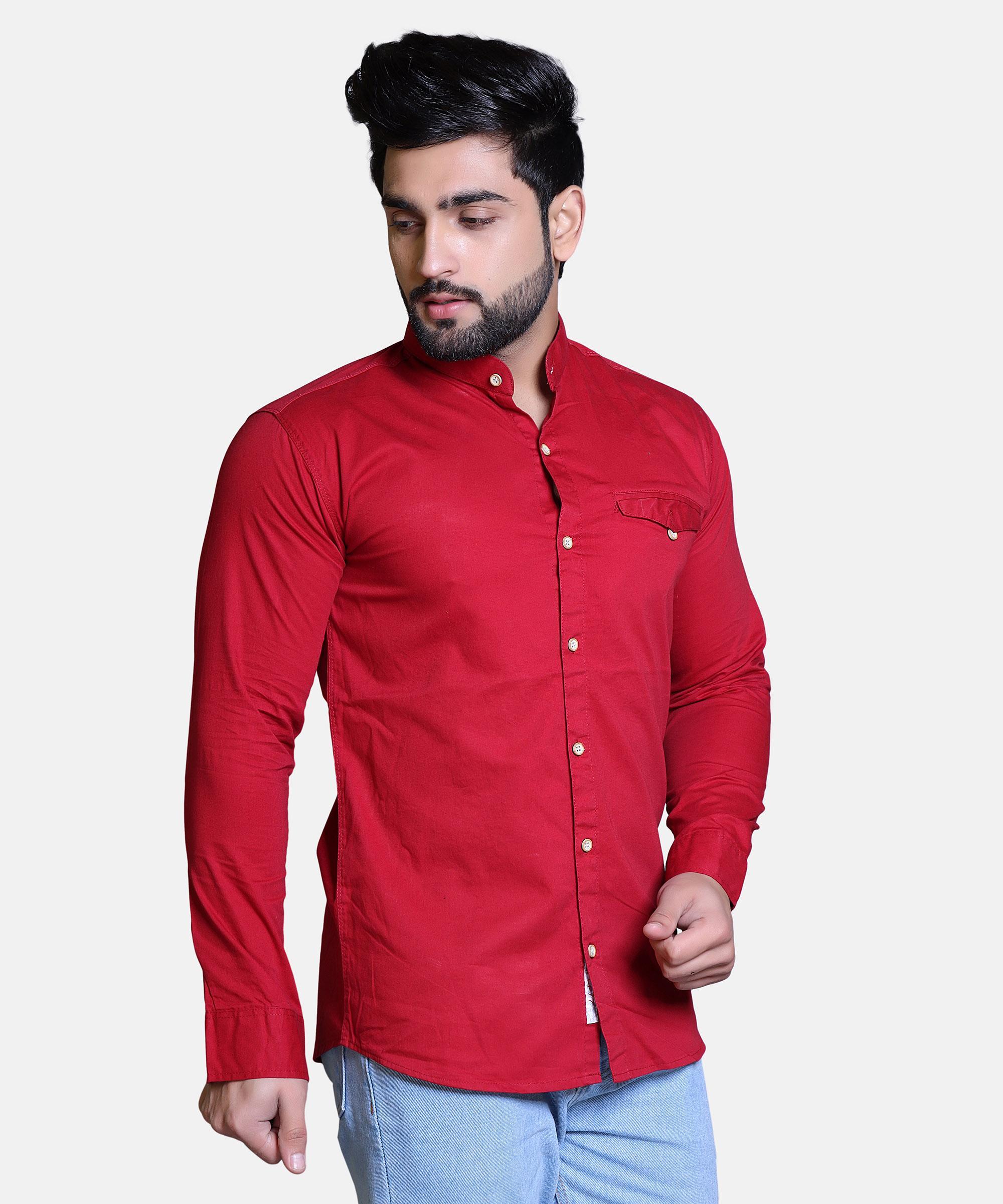 Men Shirt Full Sleeve – CHEERY RED
