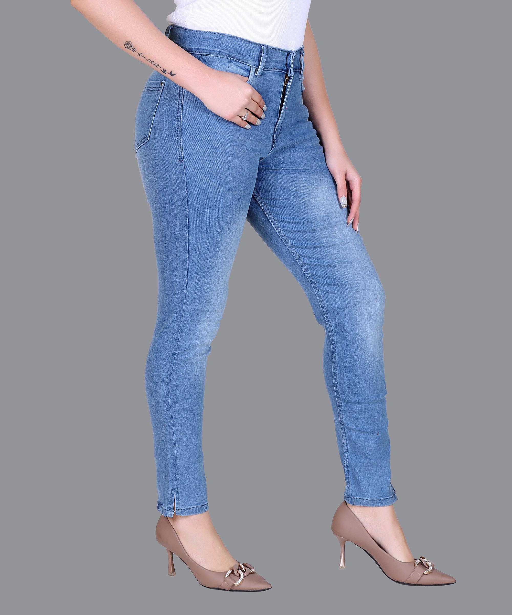 Women Jeans Solid – Light Blue Hard wash