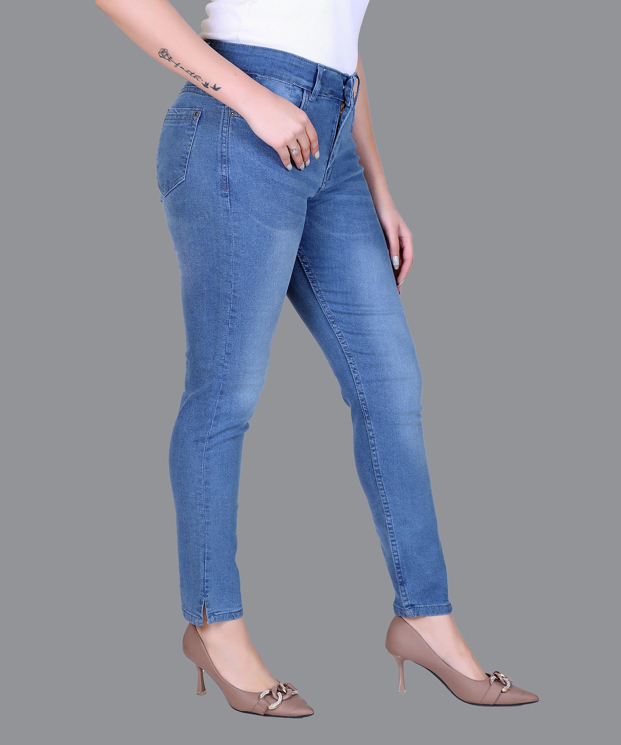 Women Jeans Solid – Sky Blue