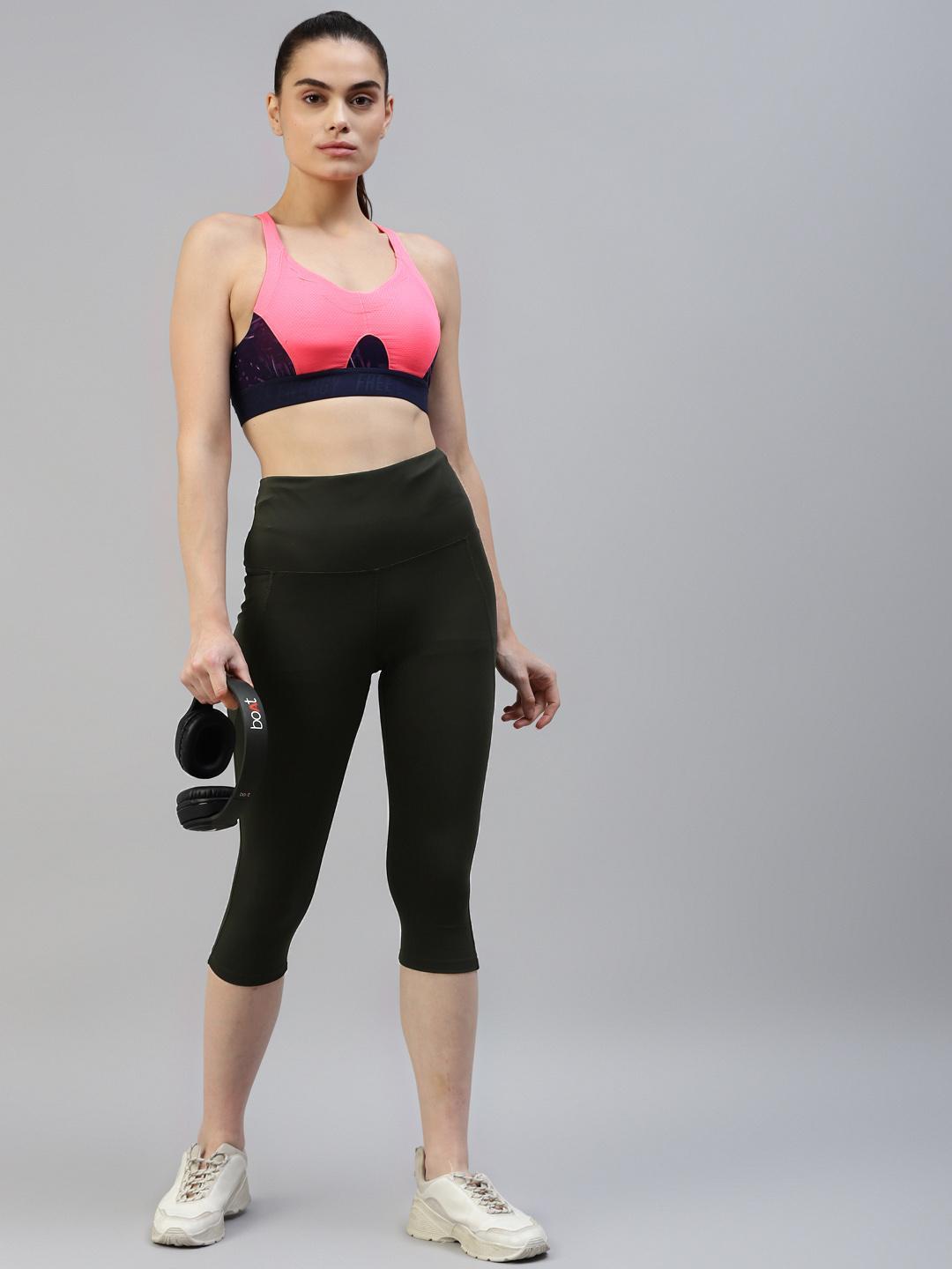 Women Olive Active Wear Capris