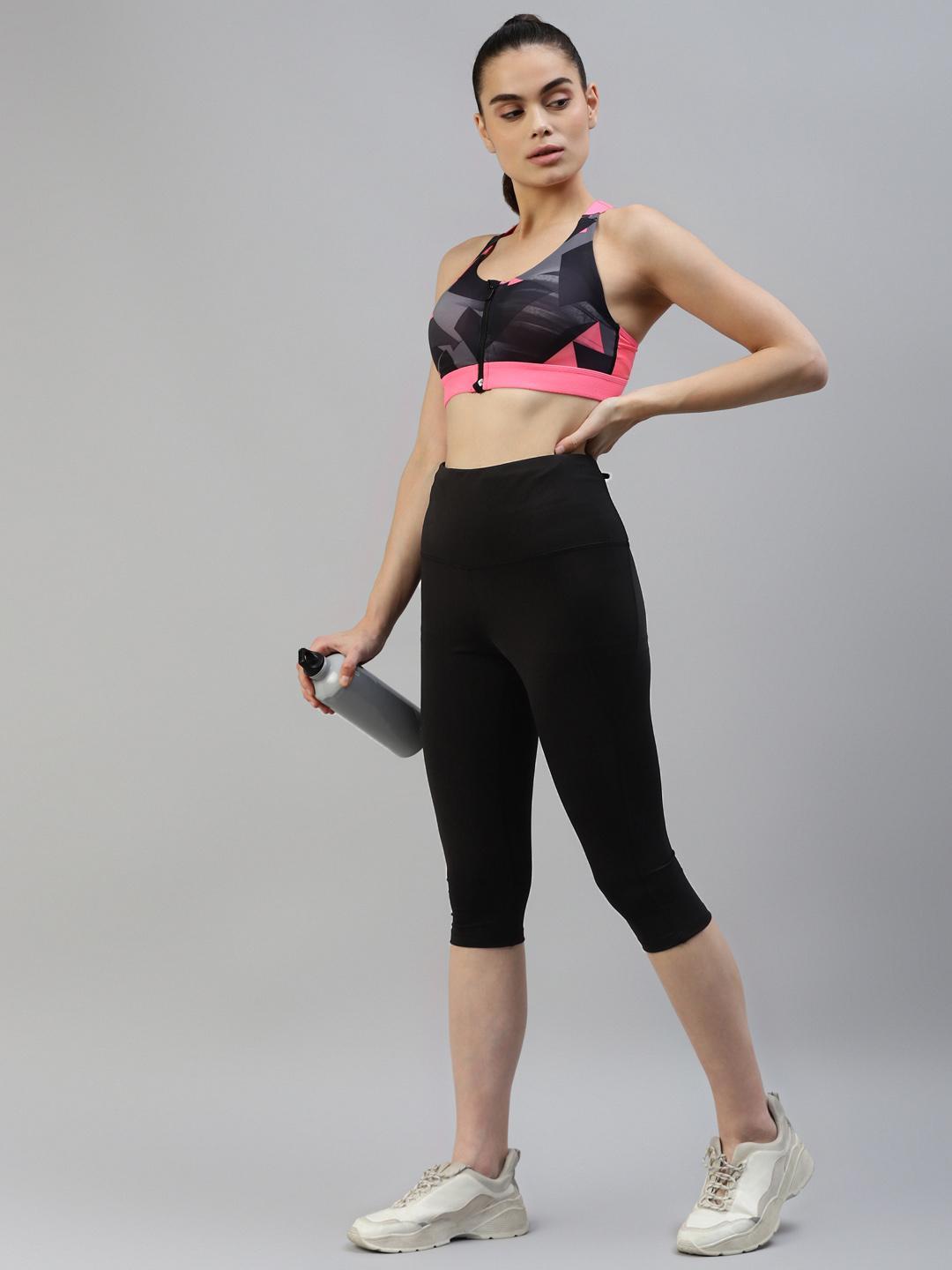 Women Black Active Wear Capris