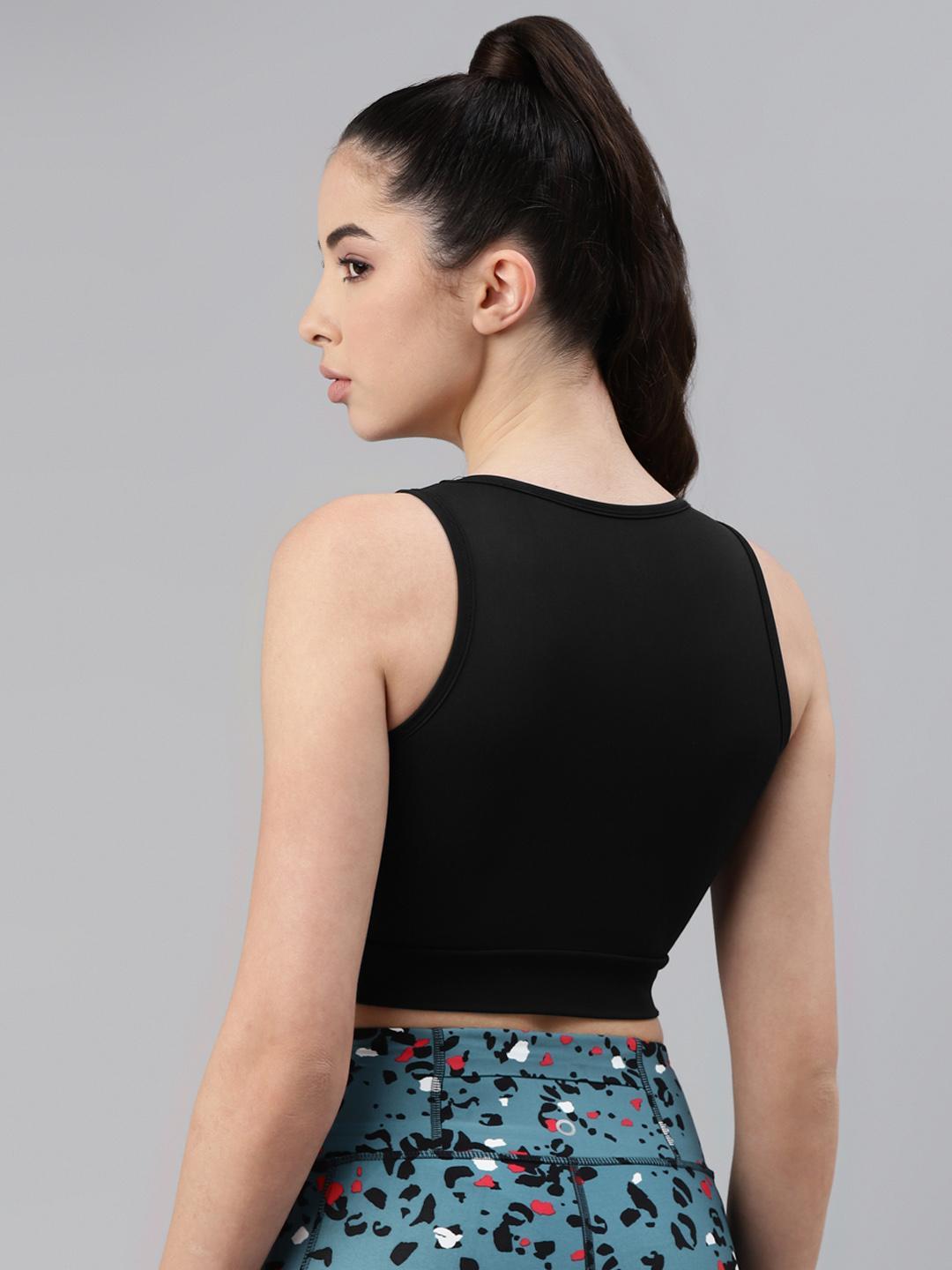 Women Lightly Padded Black Crop Top