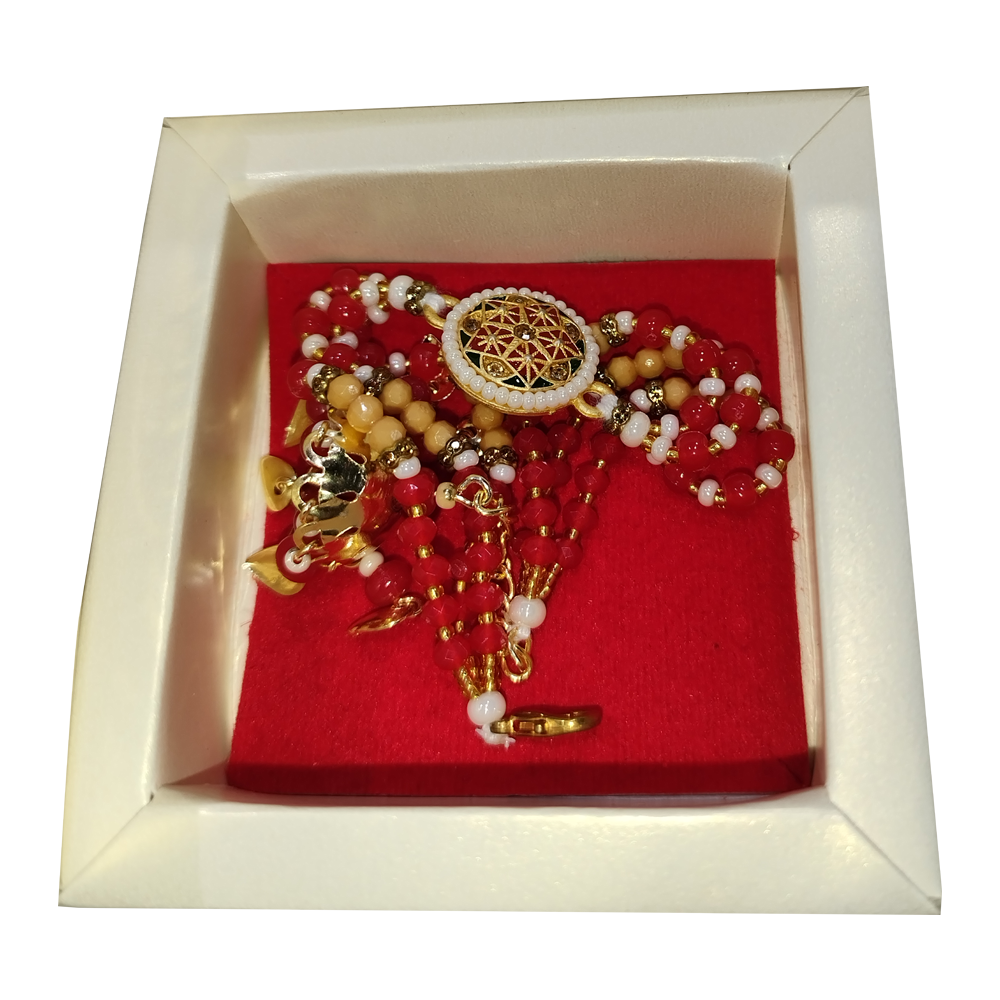 Rakhi for Brother /Bhai Rakshabandhan Bhaiya Rakhi and Bhabhi Lumba Set with Roli Chawal ( 1 lumbha rakhi and 1 Rakhi  Combo Pack)