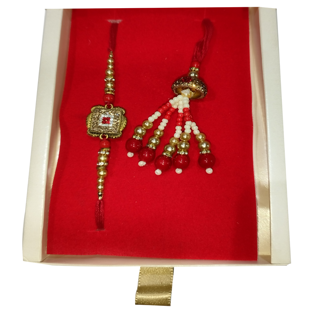 Rakhi for Brother /Bhai Rakshabandhan Bhaiya Rakhi and Bhabhi Lumba Set ( 1 lumbha rakhi and 1 rakhi )