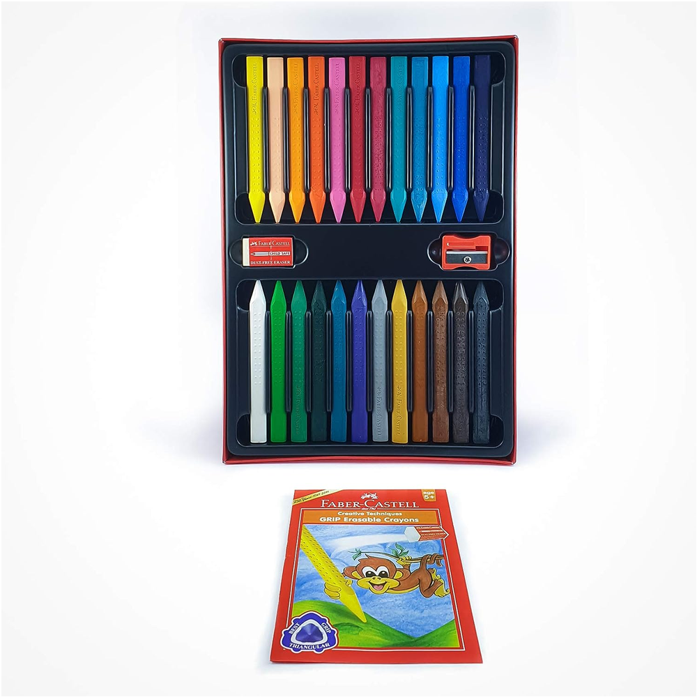 Faber-Castell Grip Erasable Crayon Set - Pack of 24 (Assorted)