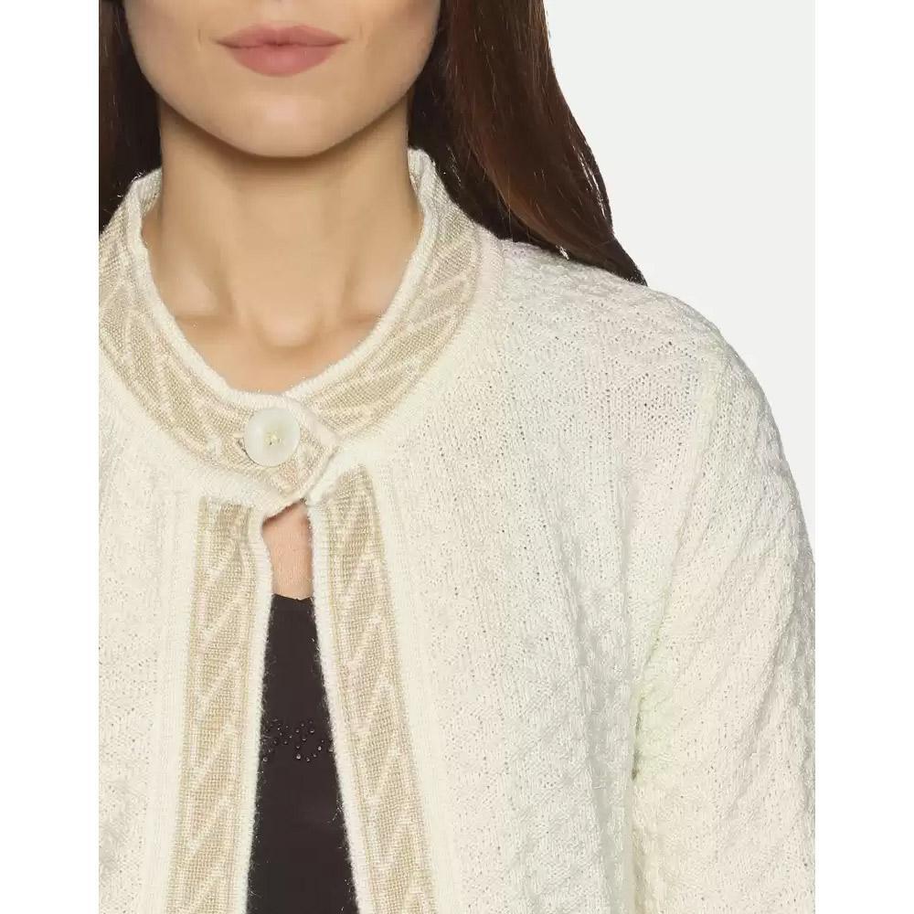 Companion Women Full Sleeve White Shrug