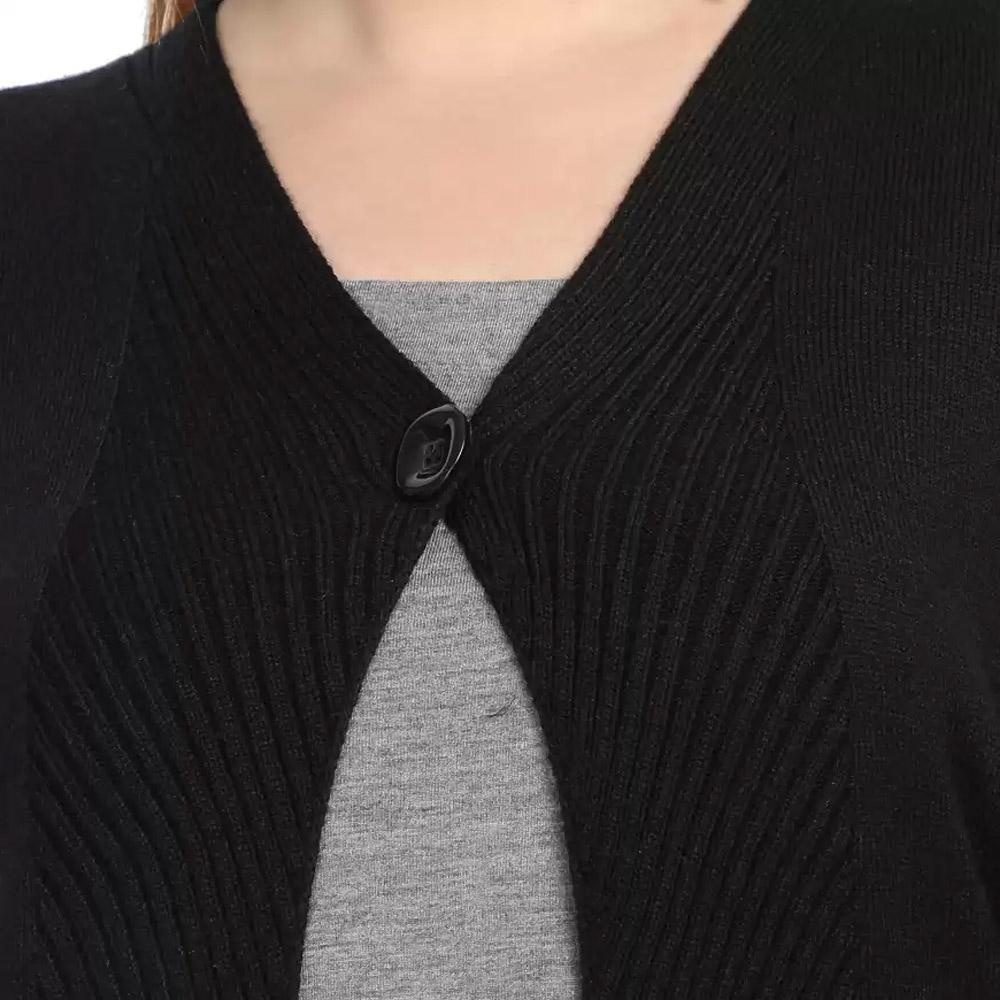 Companion Women Straight Full Sleeve Black Shrug