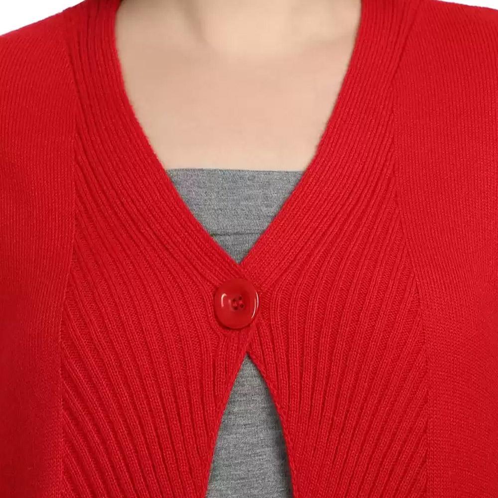 Companion Women Straight Full Sleeve Red Shrug