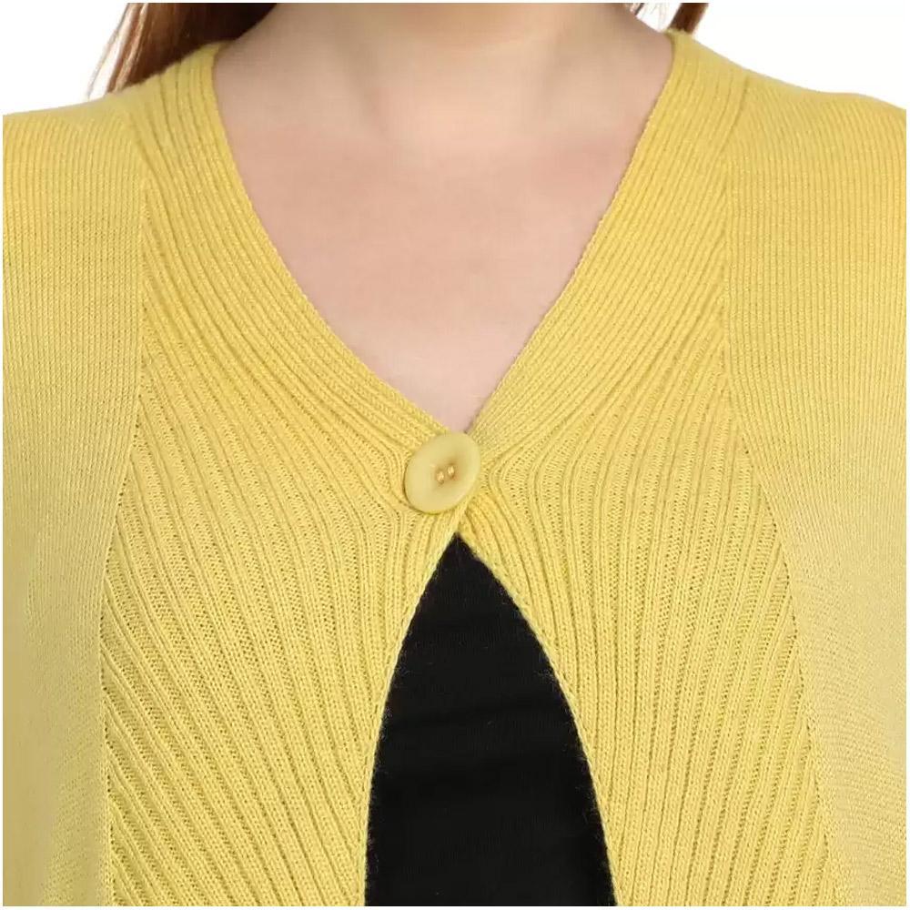 Companion Women Straight Full Sleeve Yellow Shrug